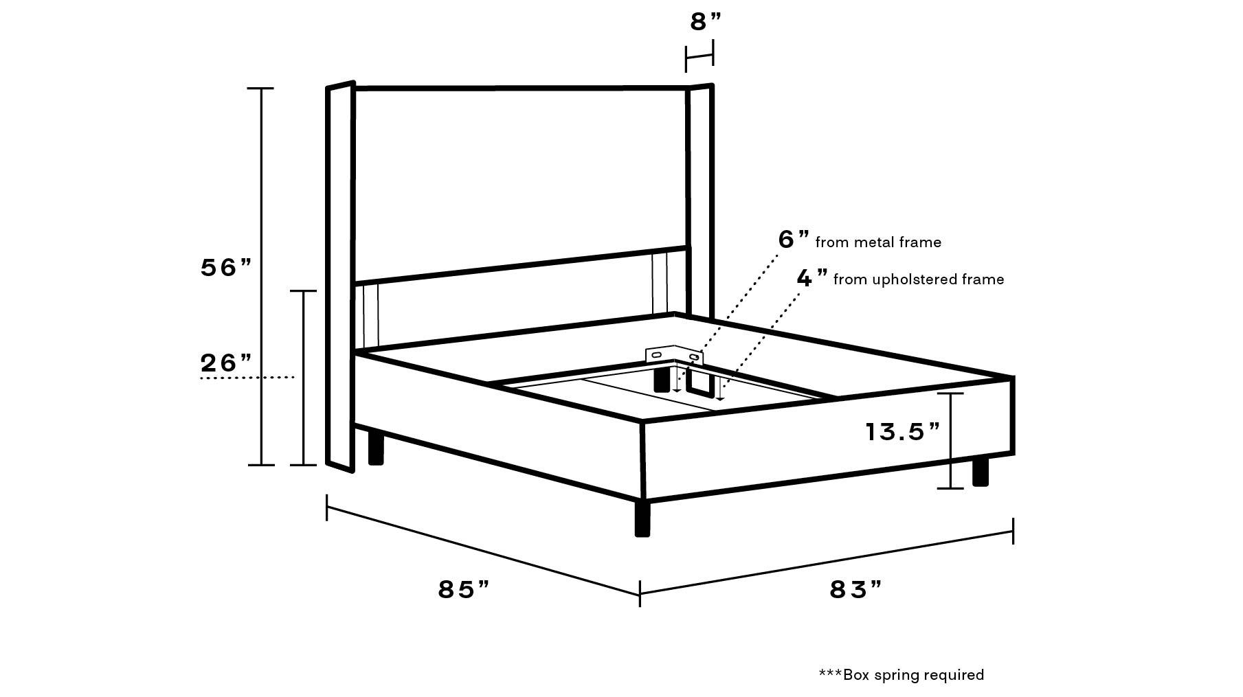 French Blue Check Upholstered Custom Modern Wingback Bed King The Inside Furniture