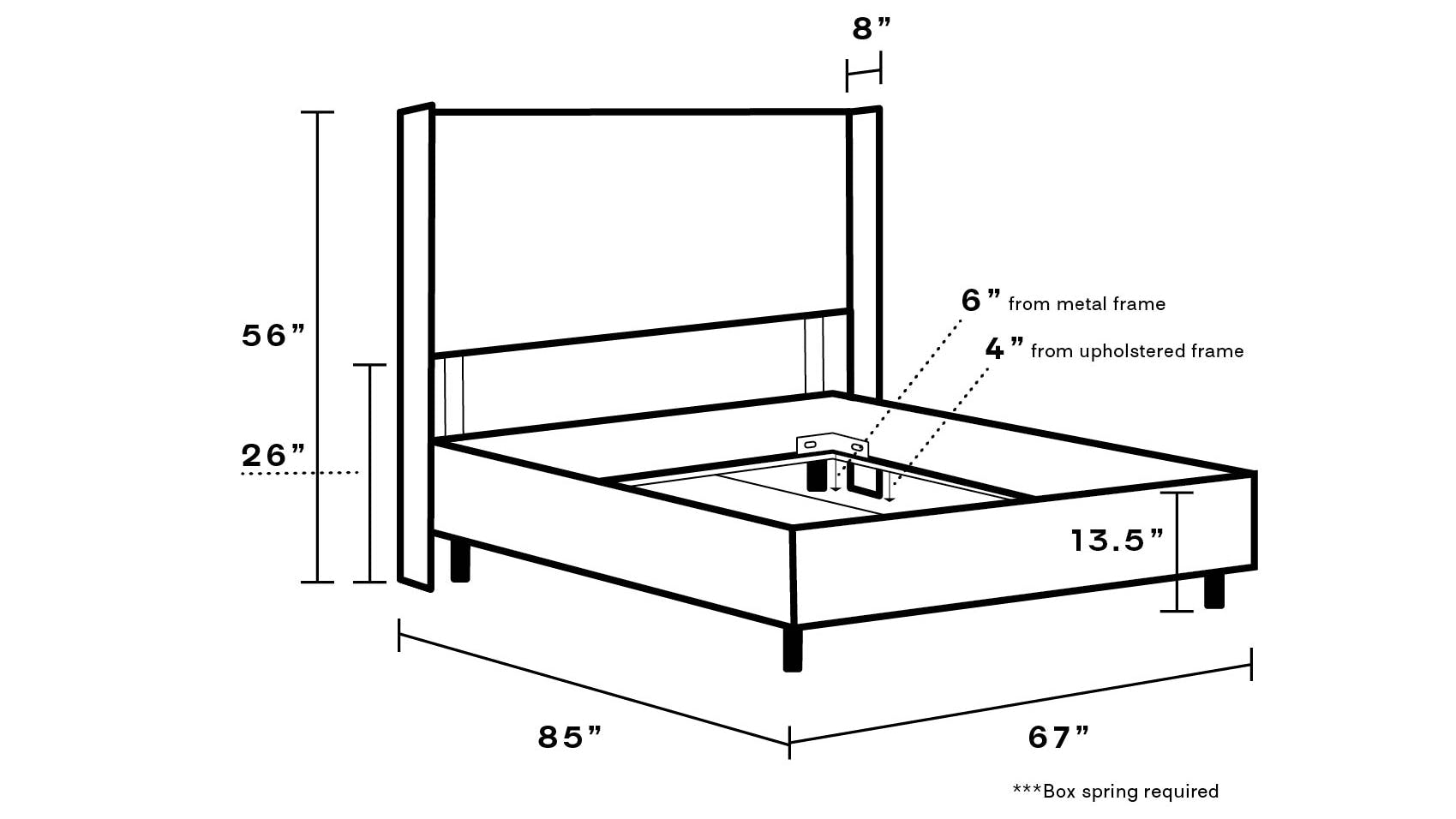 Talc Linen Upholstered Custom Modern Wingback Bed Queen The Inside Furniture