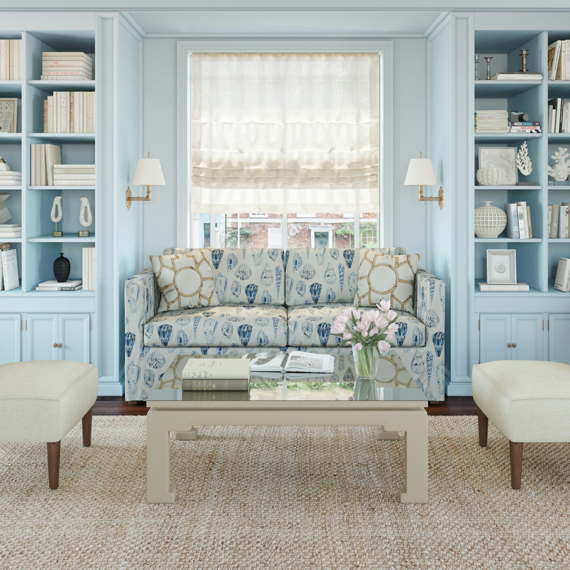 French Blue Check Slipcover Sofa The Inside