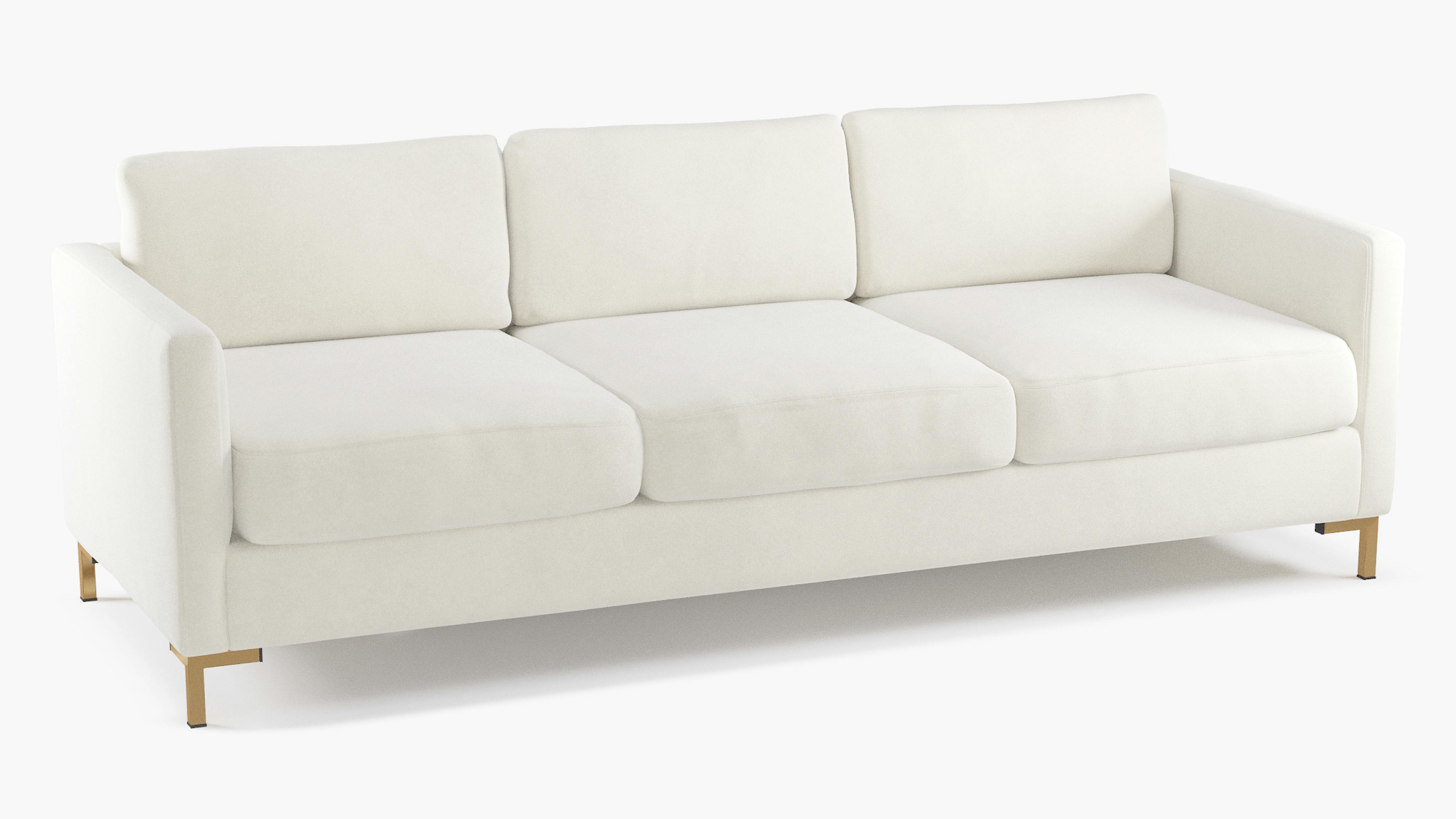 white leather crushed velvet sofa