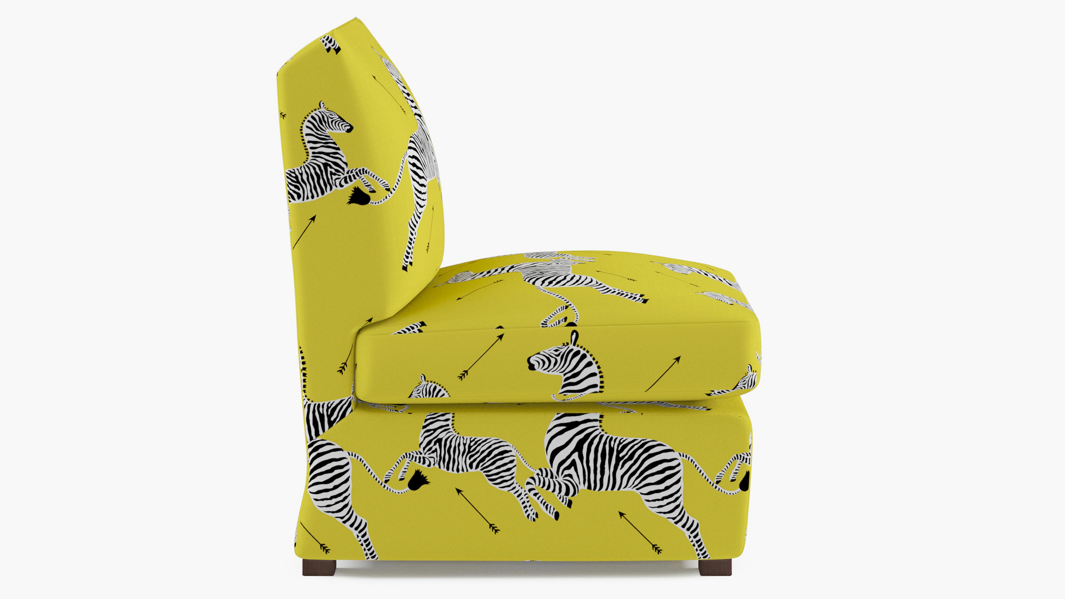 Yellow Zebra Upholstered Custom Petite Slipper Chair The Inside Furniture