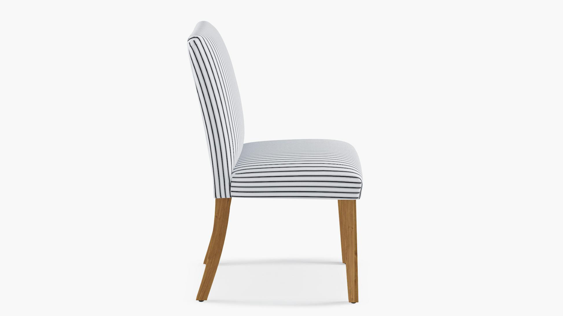 Black Classic Ticking Stripe Upholstered Custom Classic Dining Chair Fully Assembled The