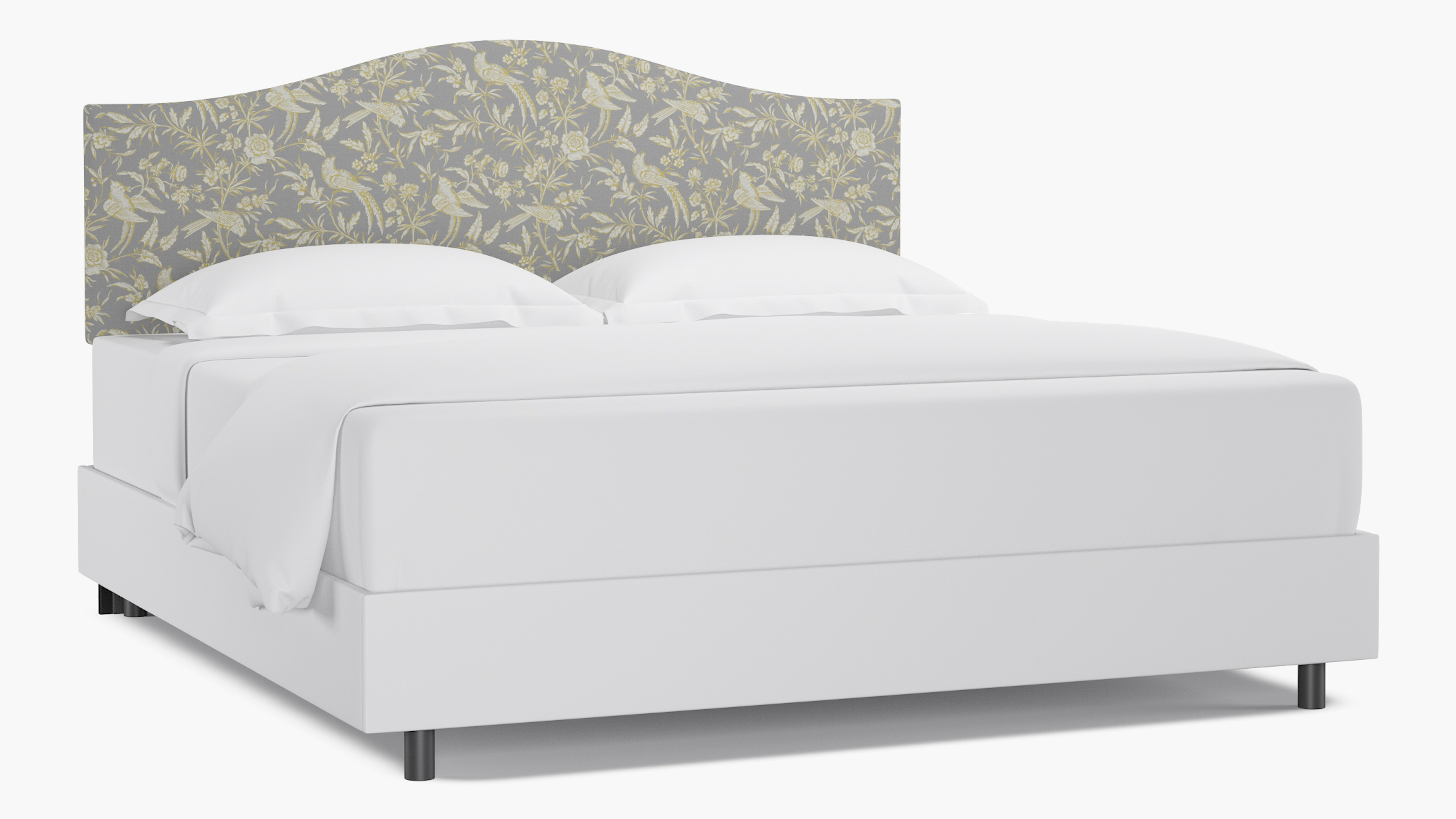 Grey Aviary Upholstered Custom Camelback Headboard King The Inside