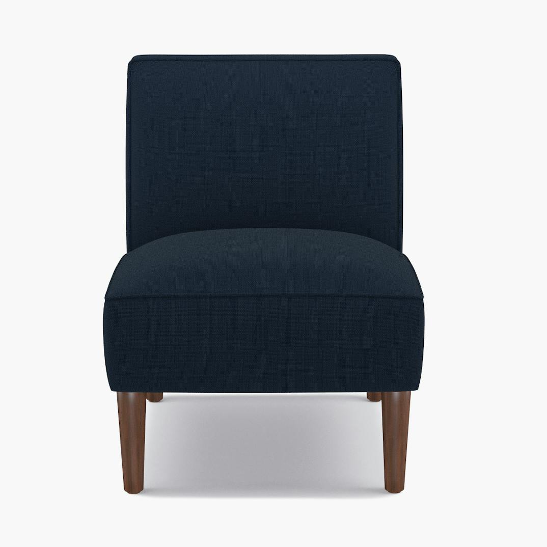 Navy Linen Upholstered Custom Slipper Chair The Inside Furniture