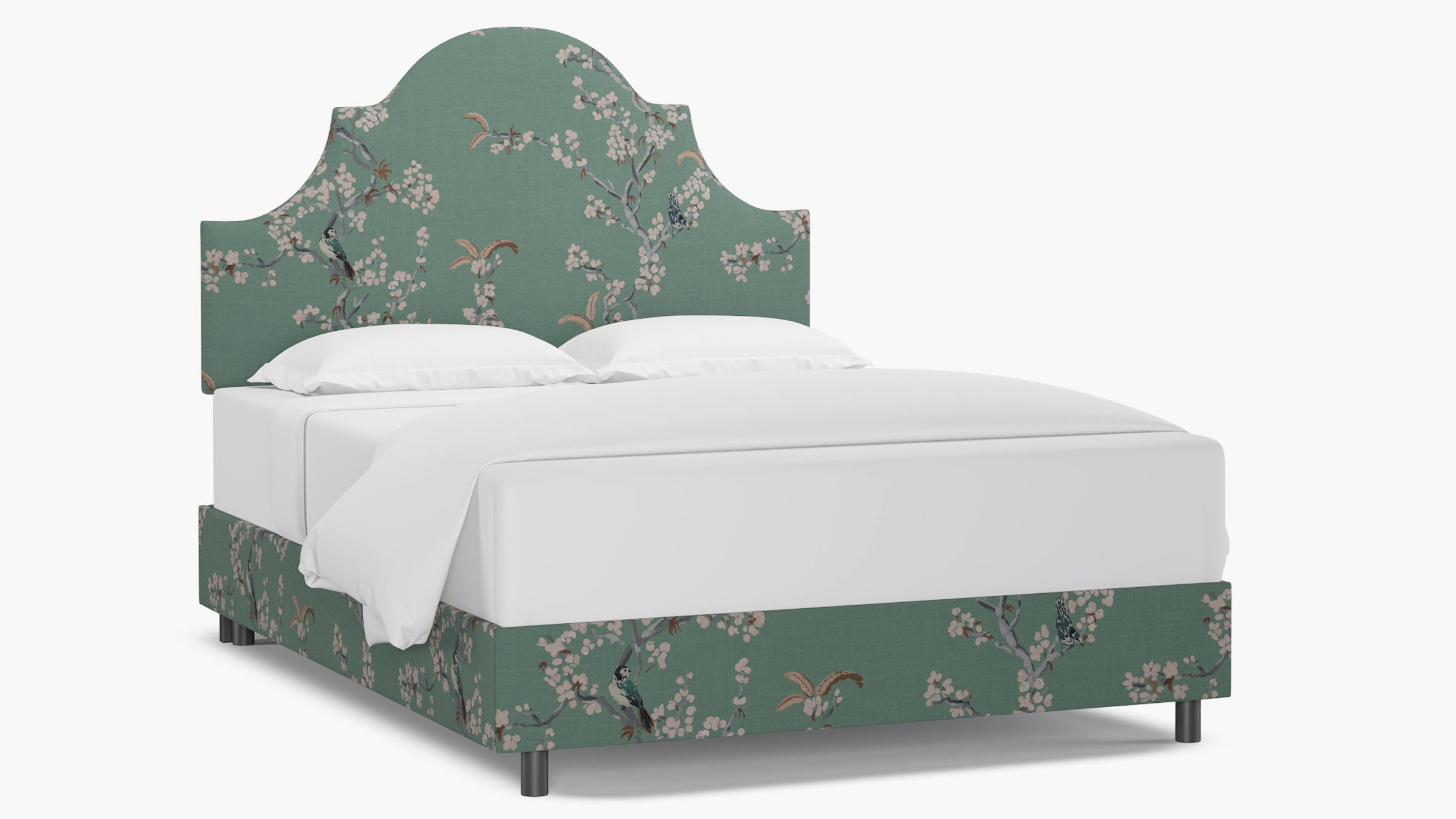 Mint Cherry Blossom Upholstered Custom Regency Bed Queen The Inside