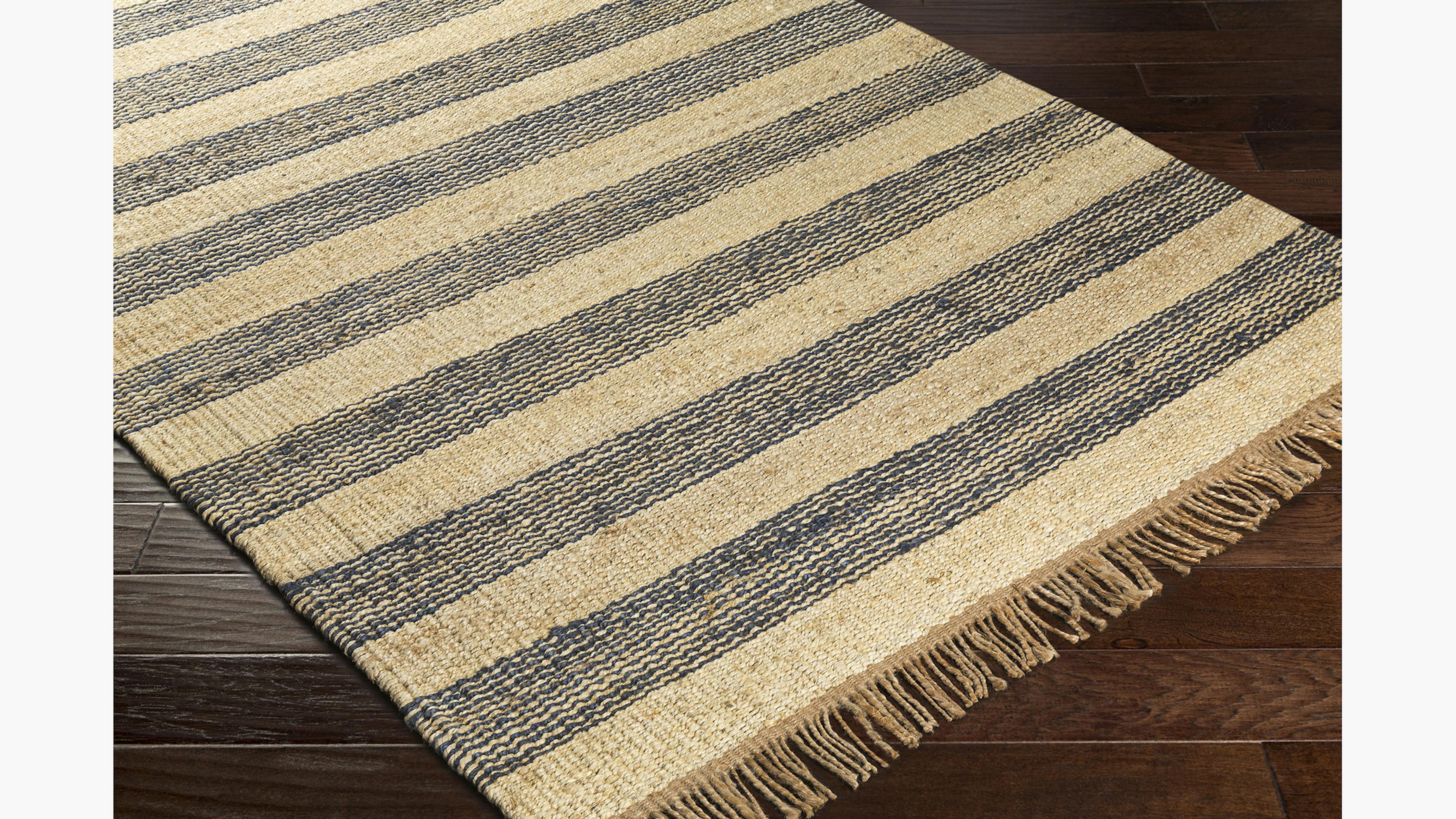 Navy Wide Stripe Jute Wide Stripe Jute Rug 8' x 10' The Inside