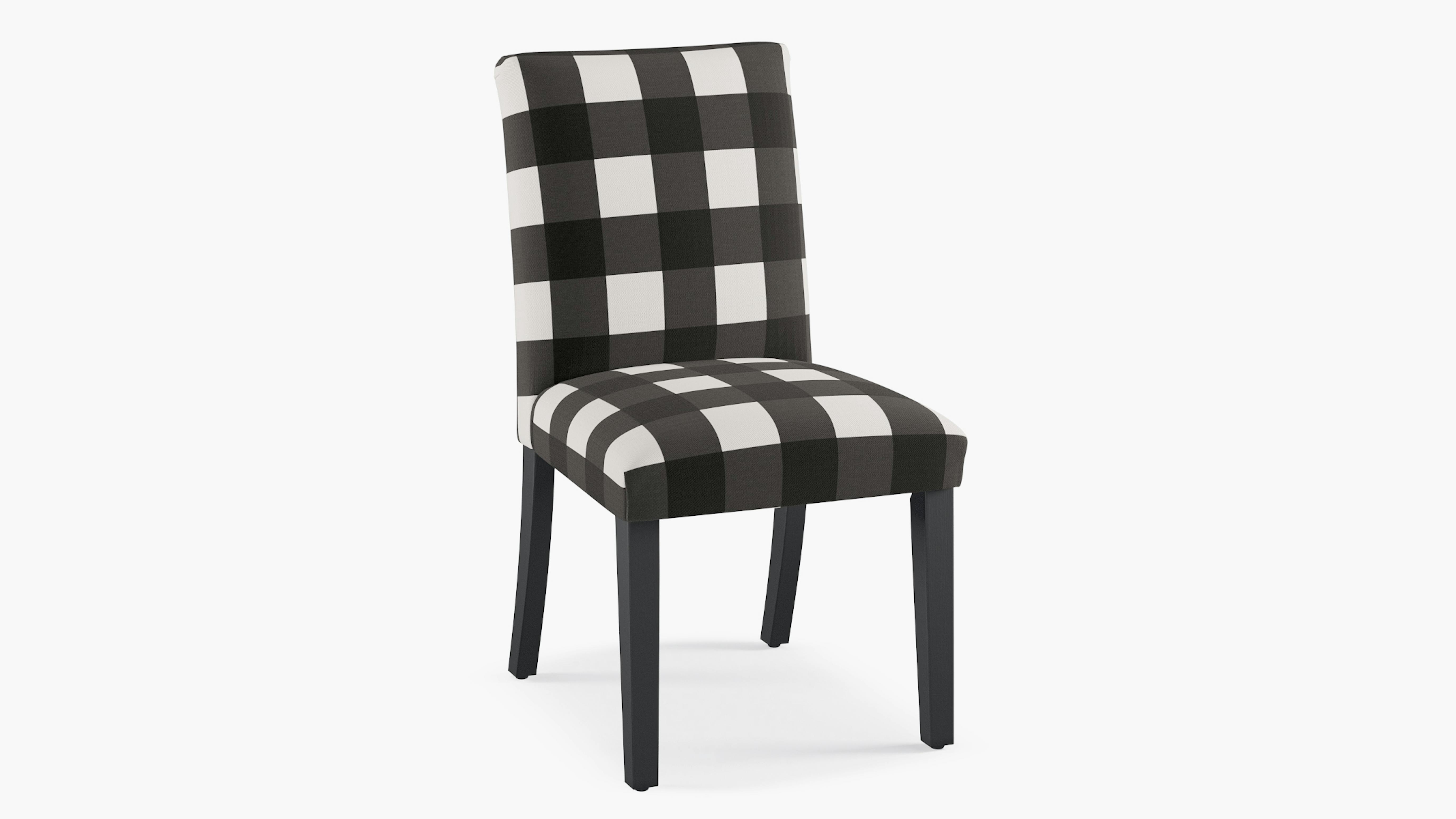 Black Check Upholstered Custom Classic Dining Chair Fully Assembled