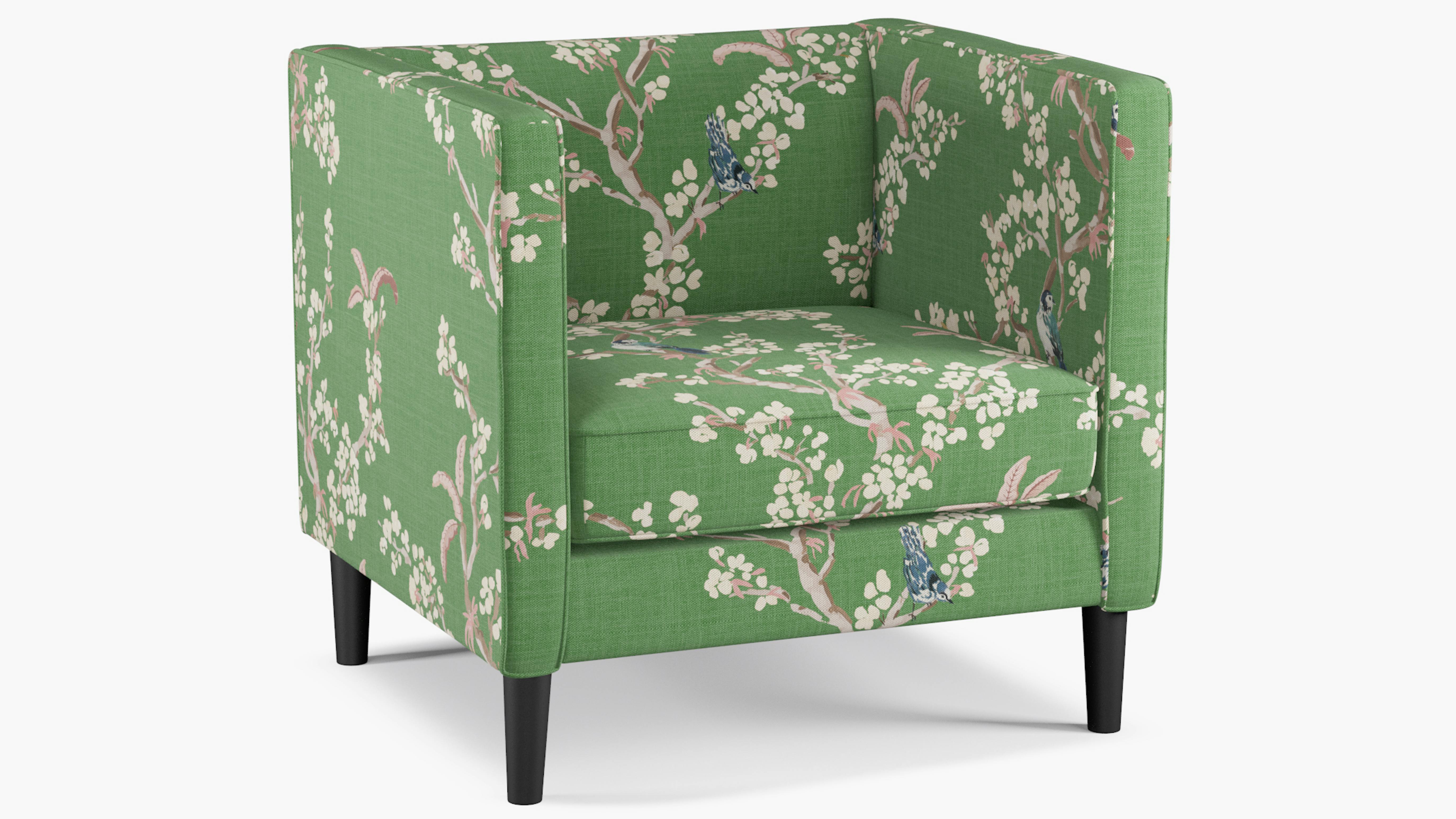 Jade Cherry Blossom Upholstered Custom Tuxedo Chair The Inside Furniture