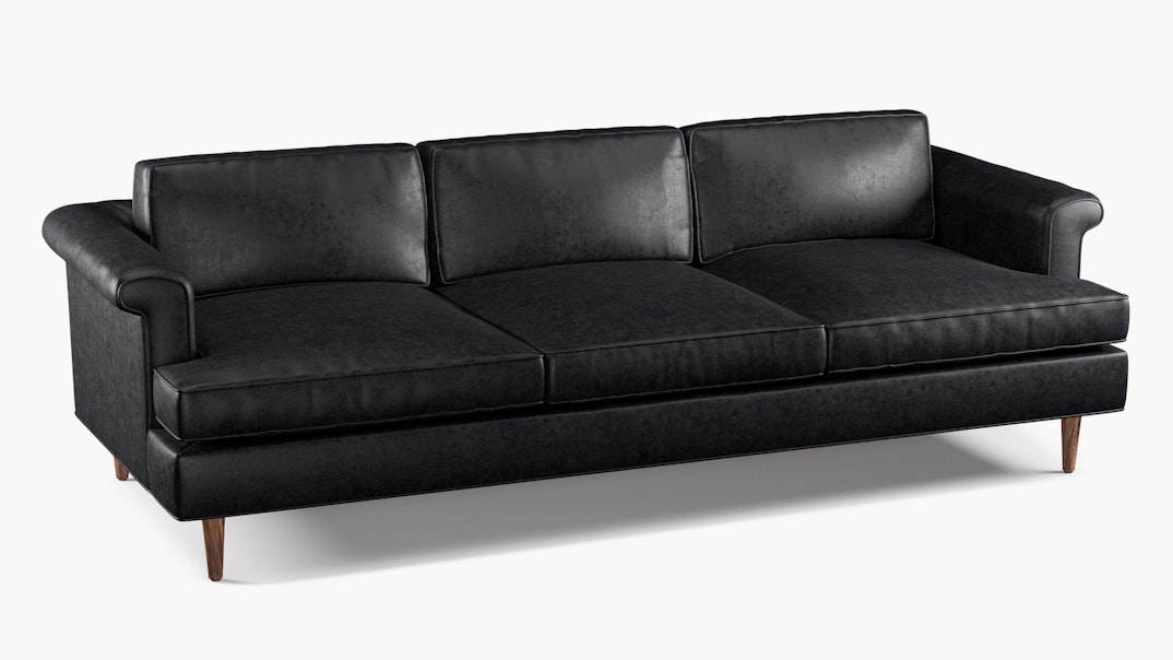 Classic Navy Leather | Mid-Century Sofa | The Inside