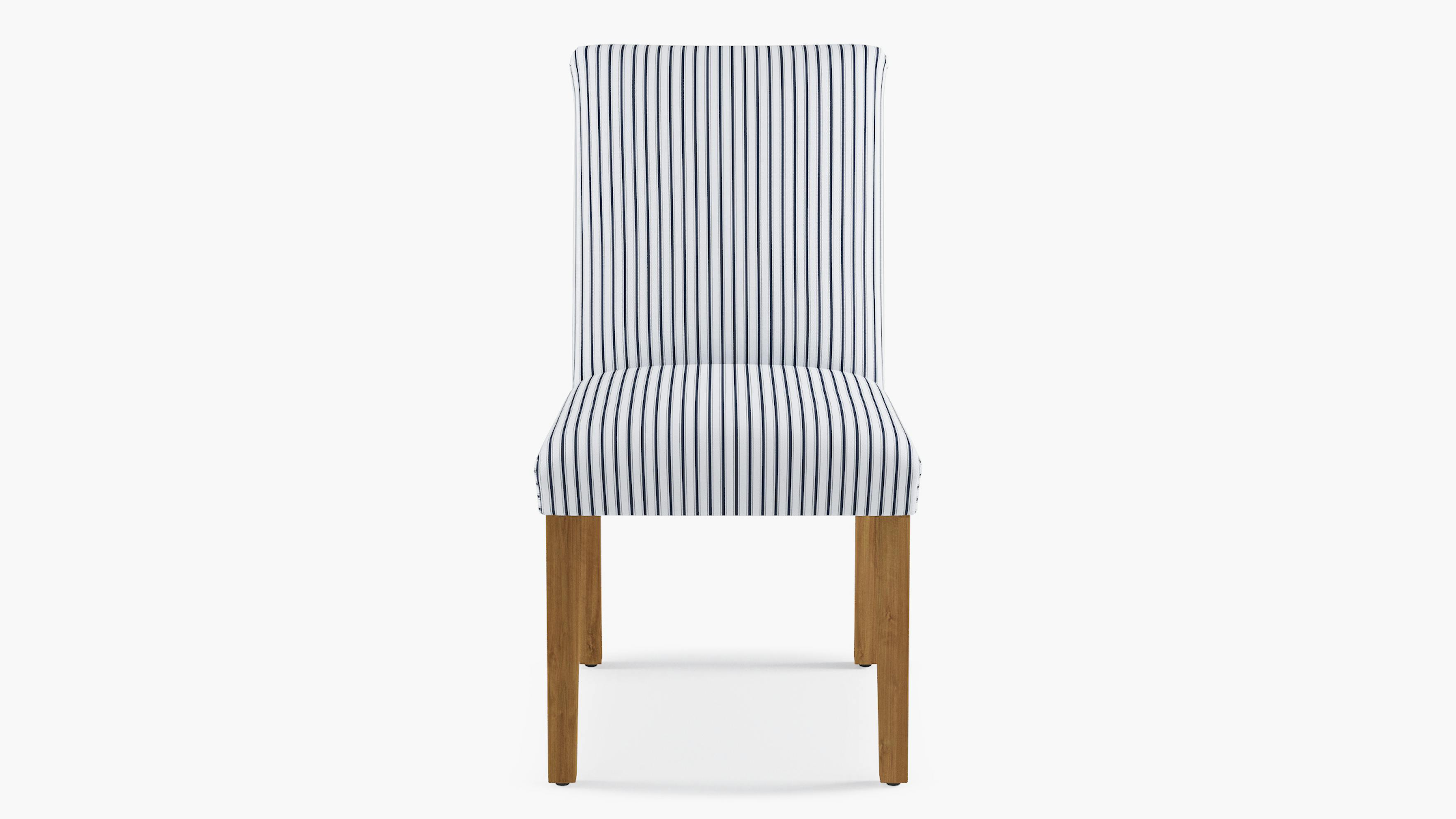 Navy Classic Ticking Stripe Upholstered Custom Classic Dining Chair