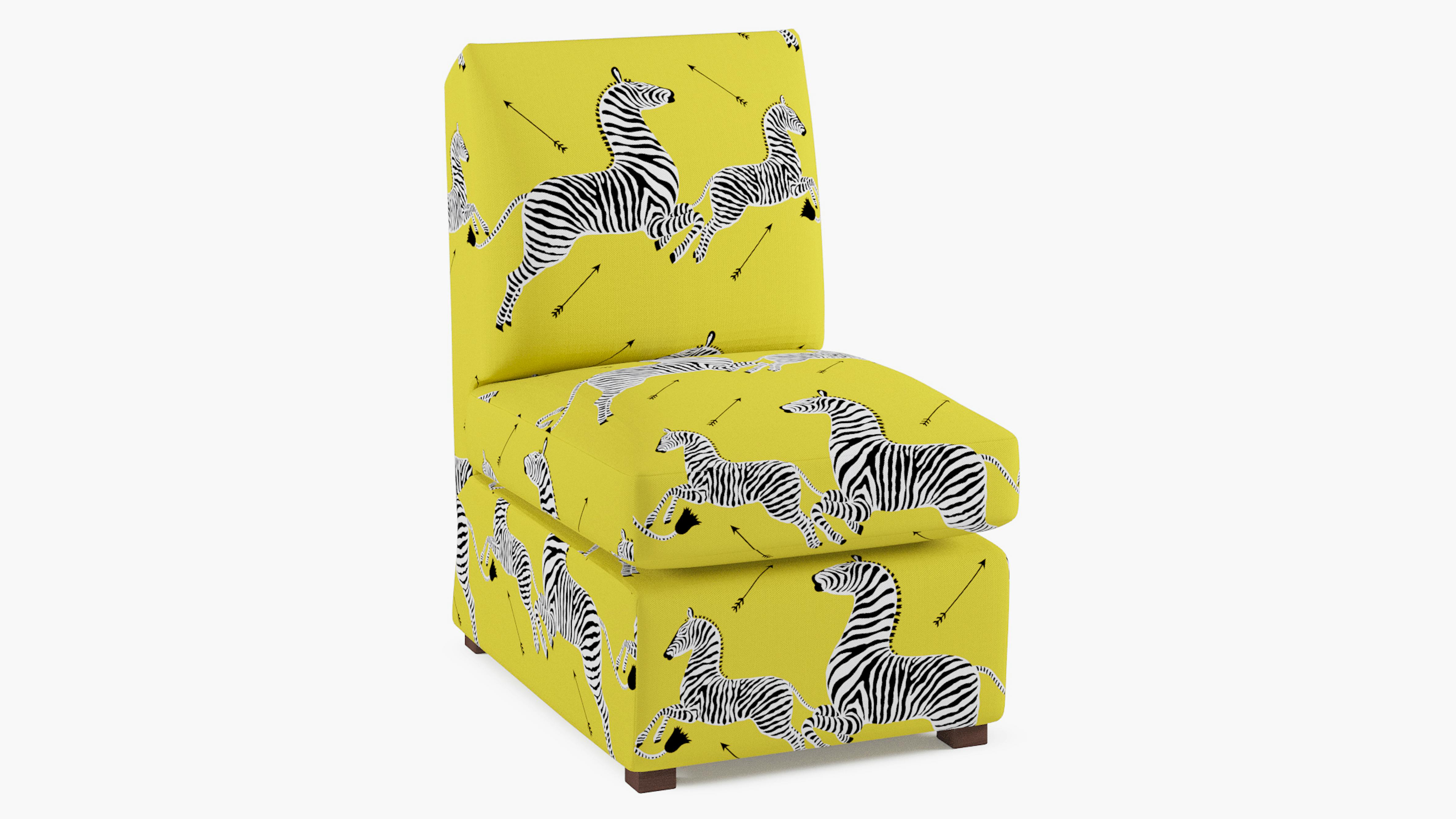 Yellow Zebra Upholstered Custom Petite Slipper Chair The Inside Furniture