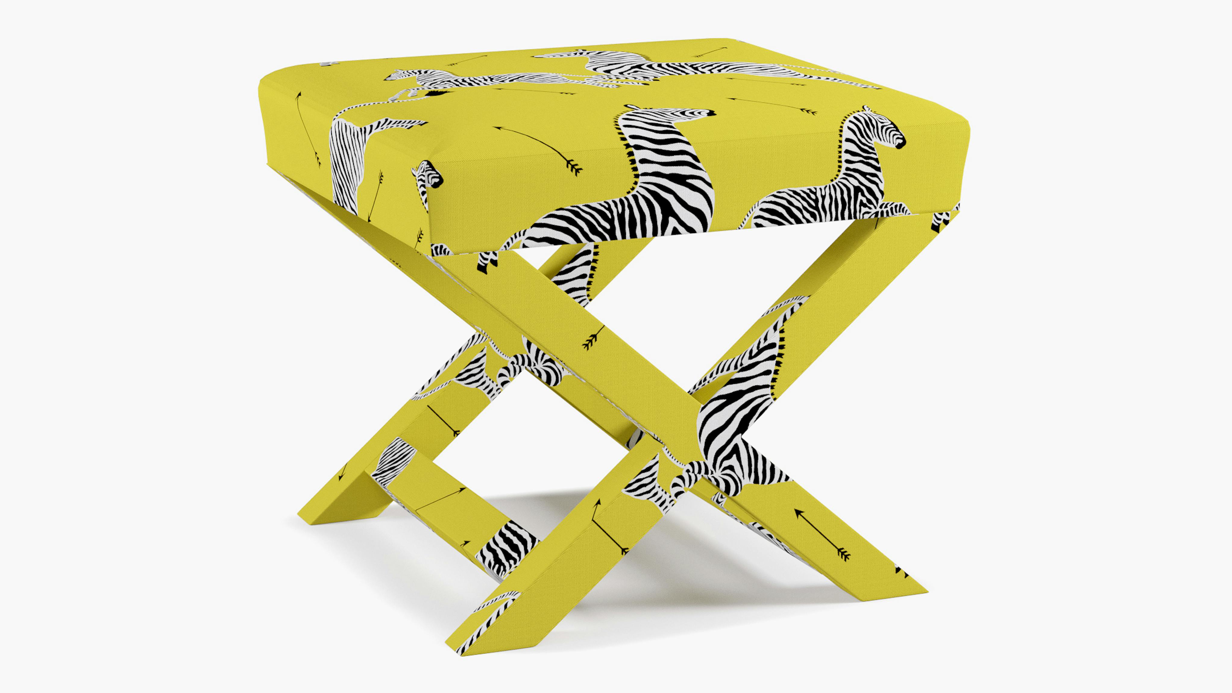 Yellow Zebra Upholstered Custom X Bench The Inside Furniture