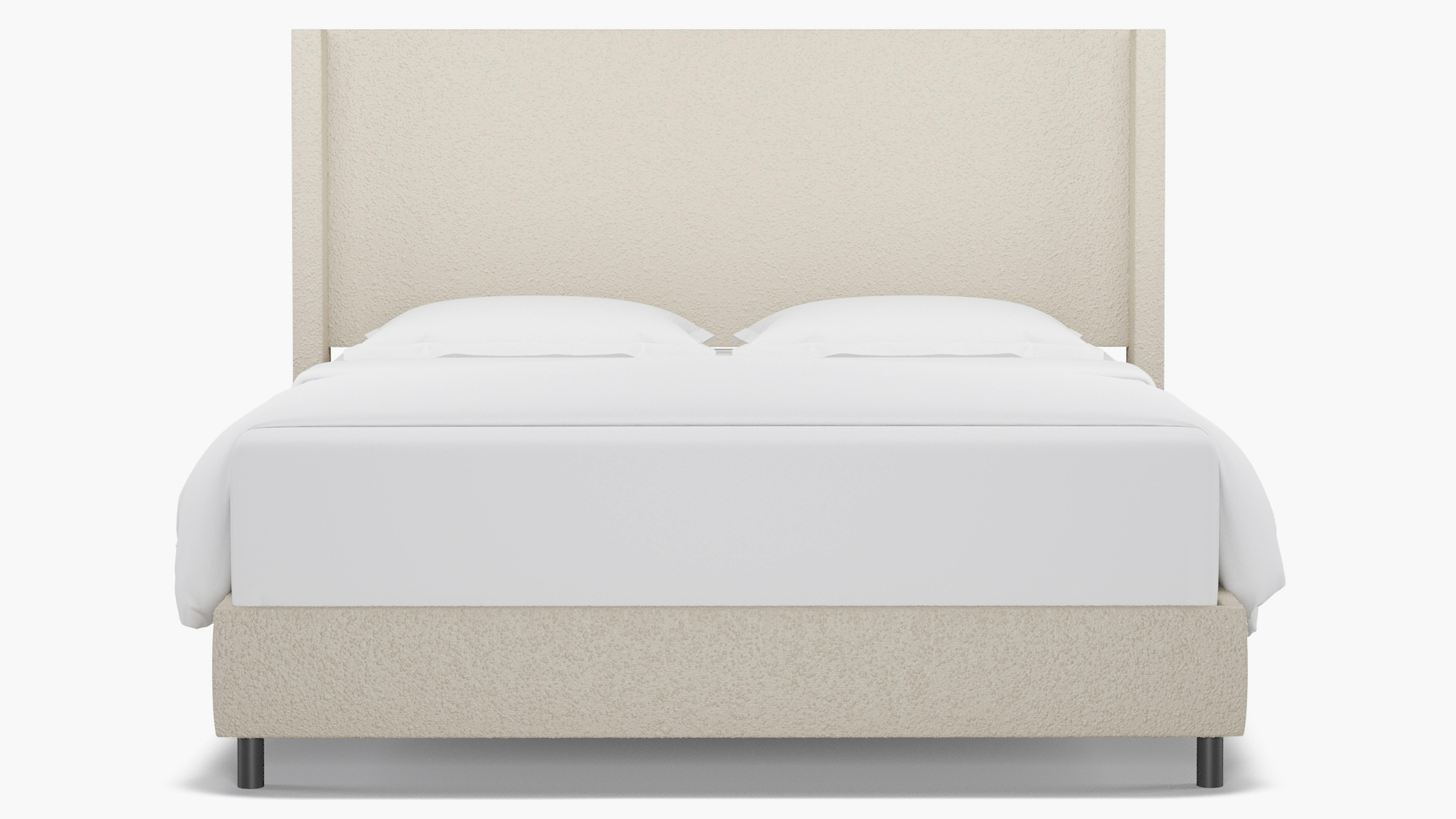 Snow Bouclé Upholstered Custom Modern Wingback Bed King The Inside