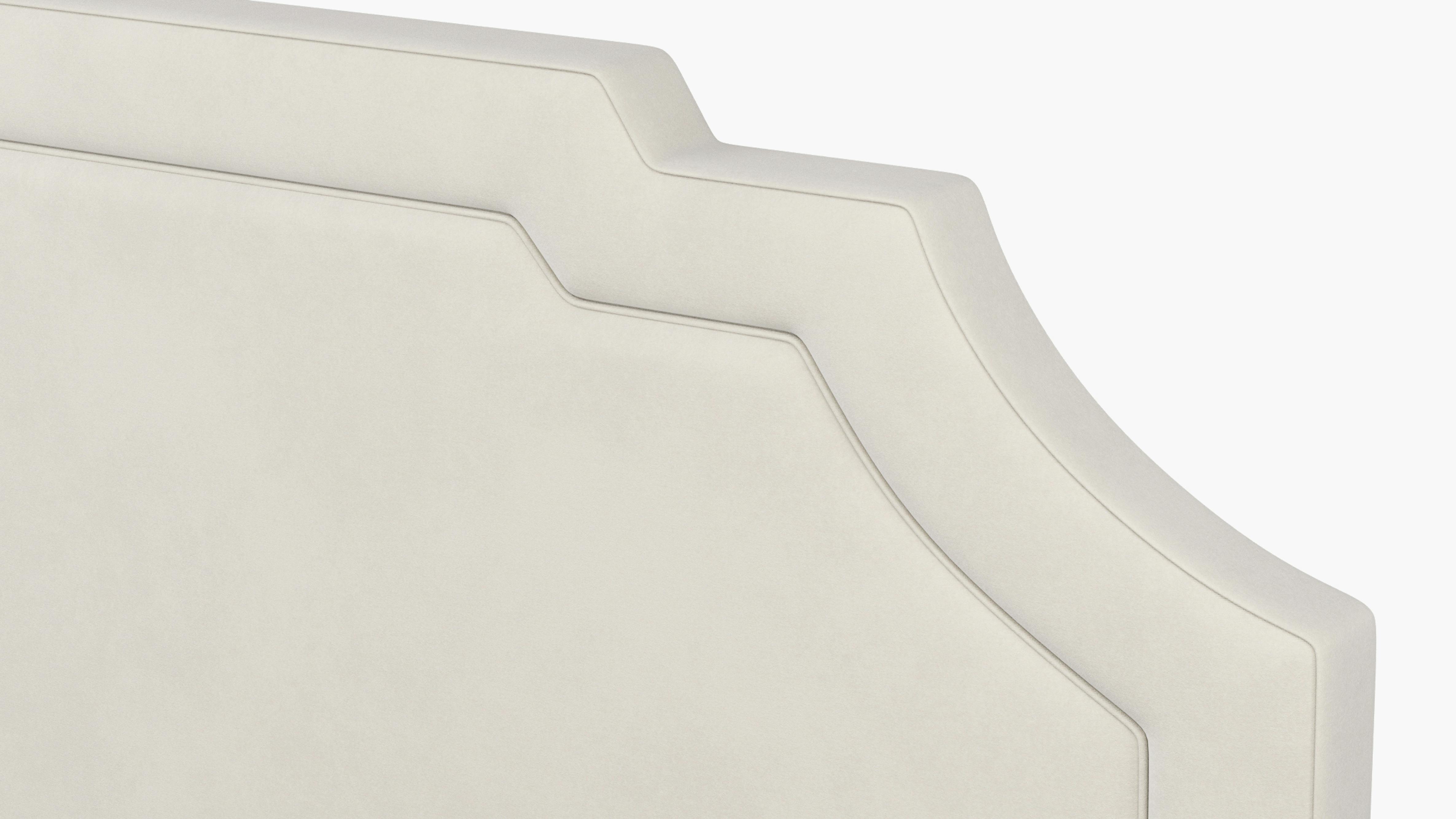 White Velvet Upholstered Custom Art Deco Headboard Queen The Inside