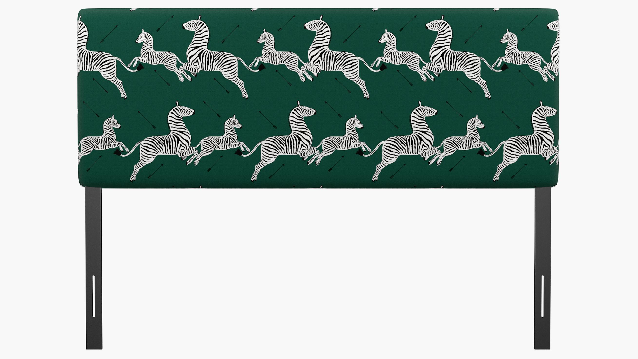 Emerald Zebra Upholstered Custom Square Back Headboard California