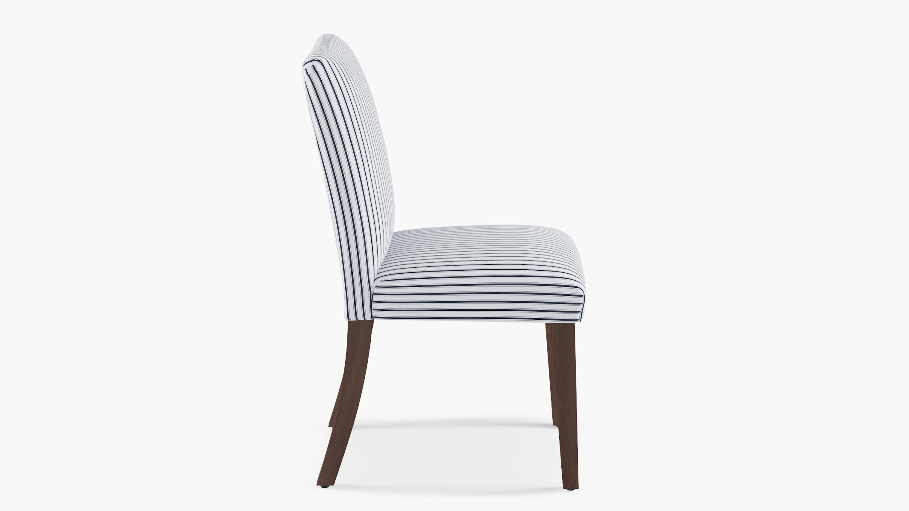 Navy Classic Ticking Stripe Upholstered Custom Classic Dining Chair