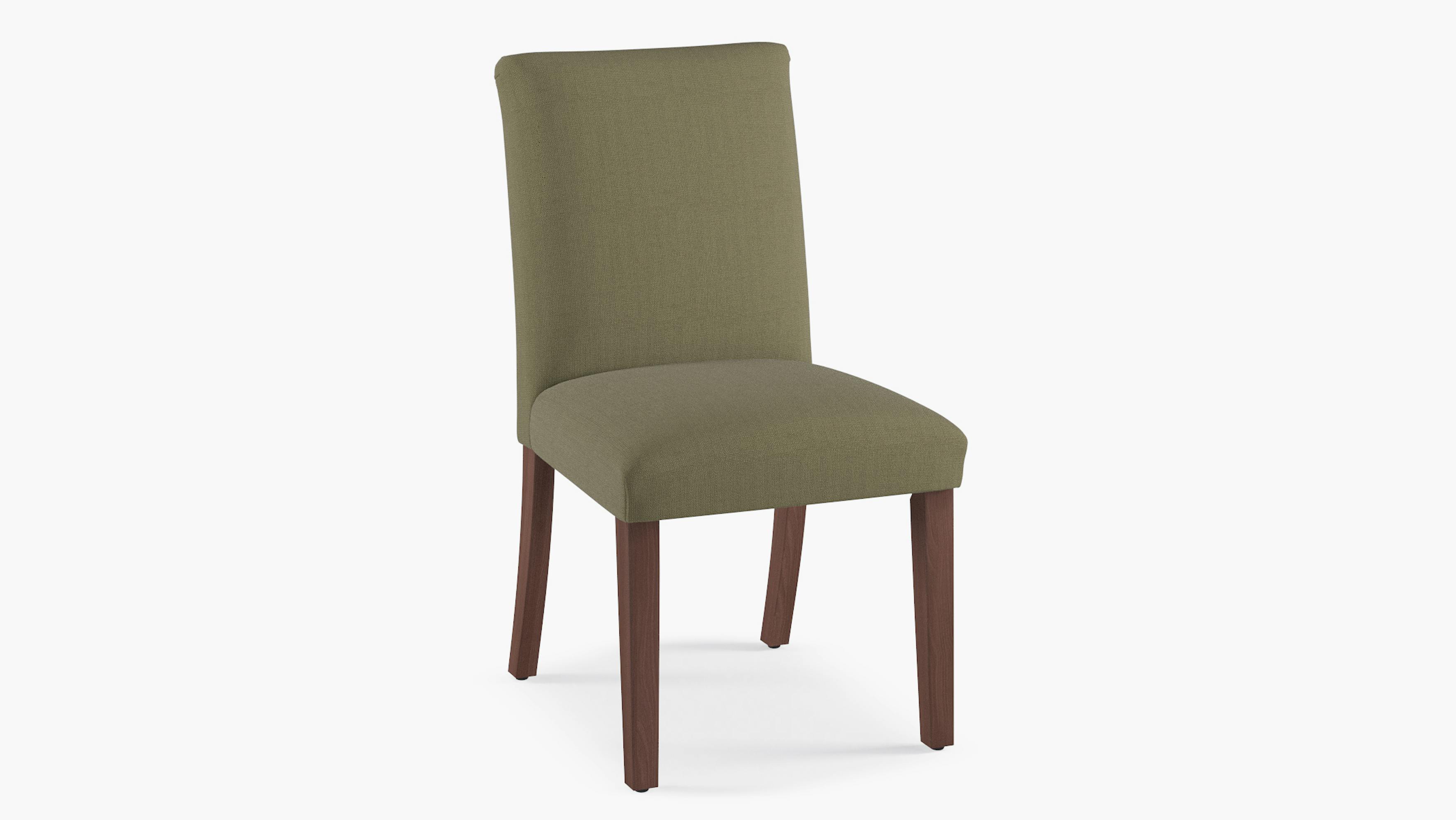 Olive Linen Upholstered Custom Classic Dining Chair Fully Assembled