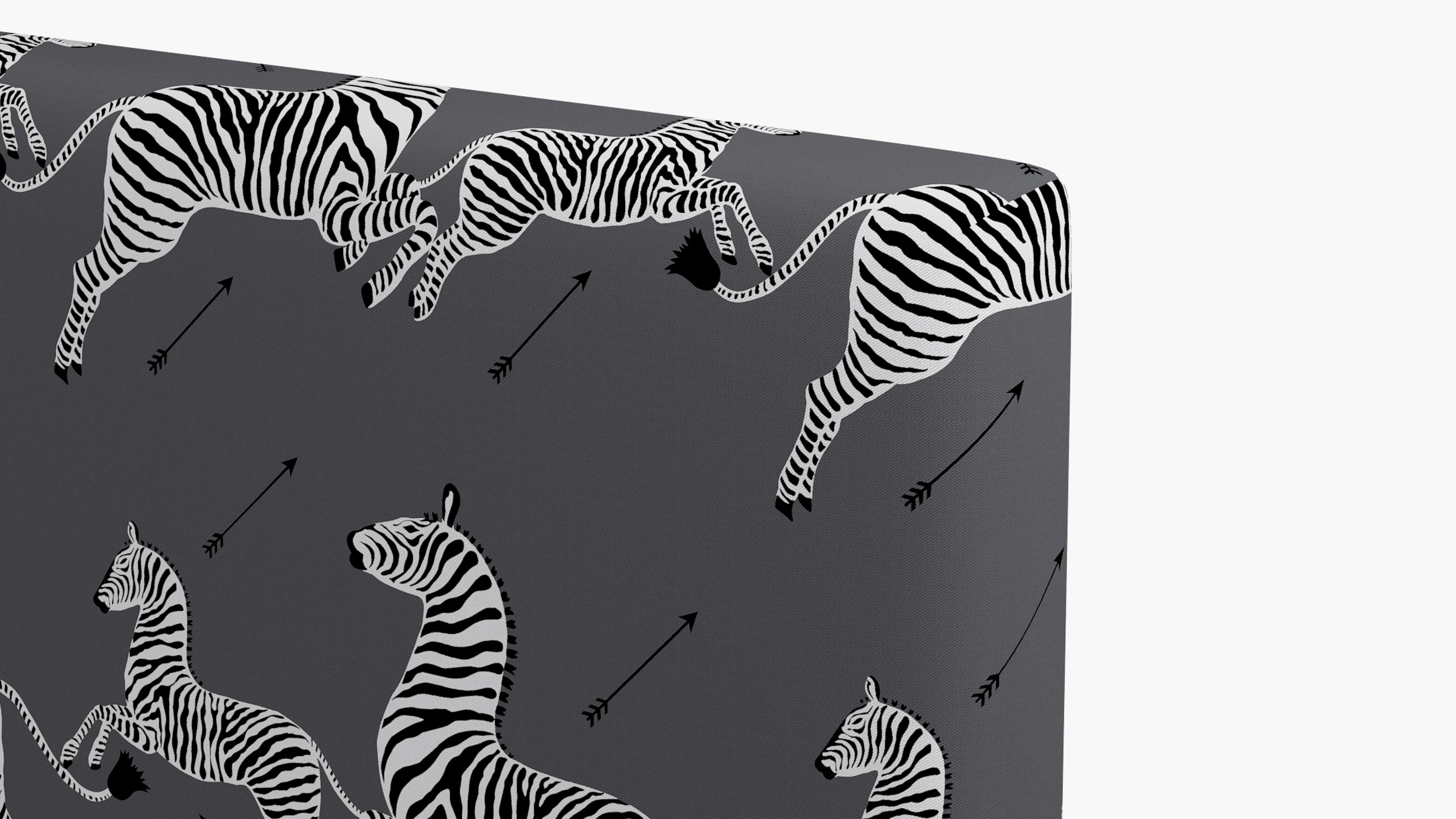 Slate Zebra Upholstered Custom Square Back Headboard Queen The