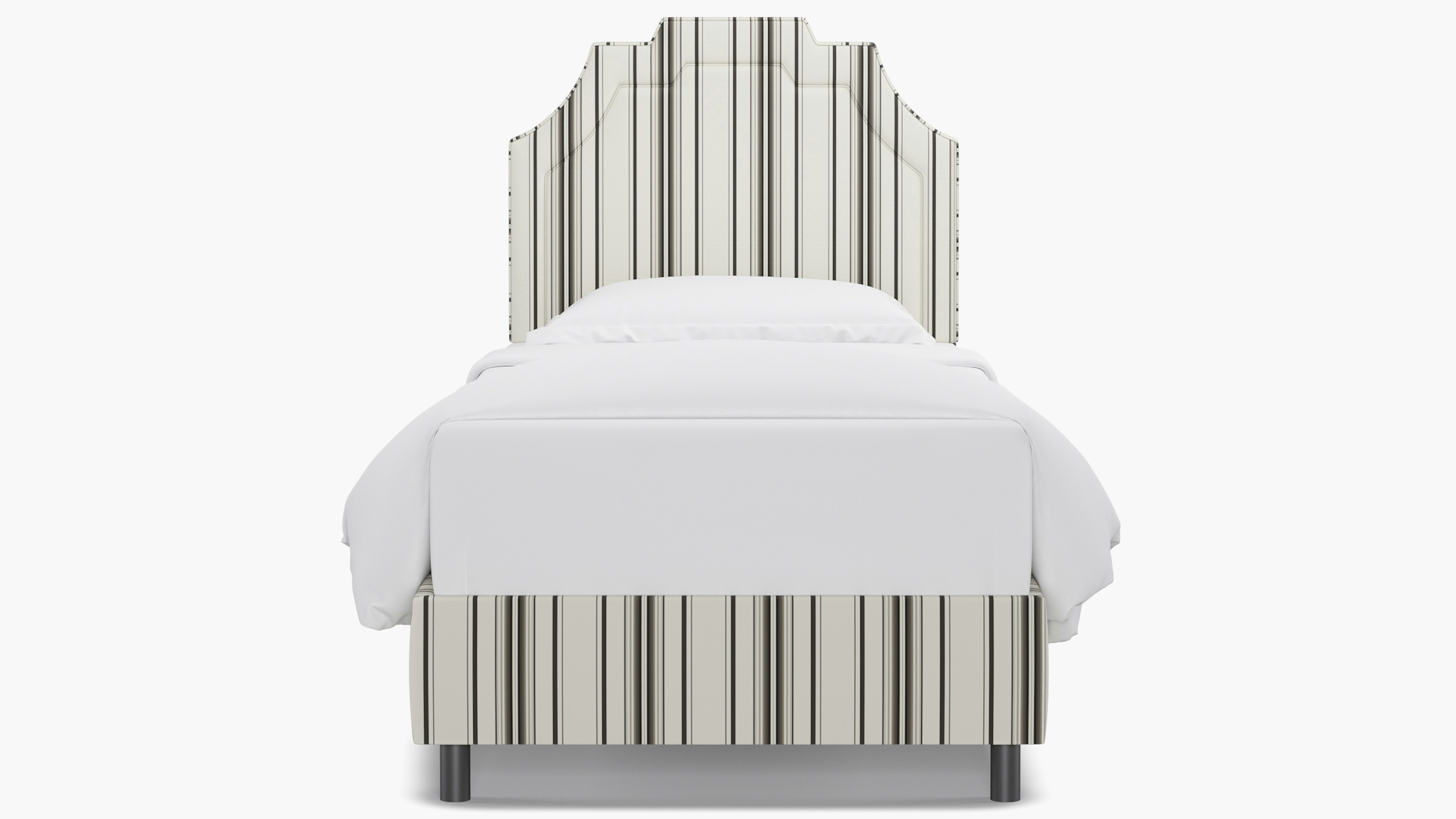 Onyx Austin Stripe Upholstered Custom Art Deco Bed Twin The Inside