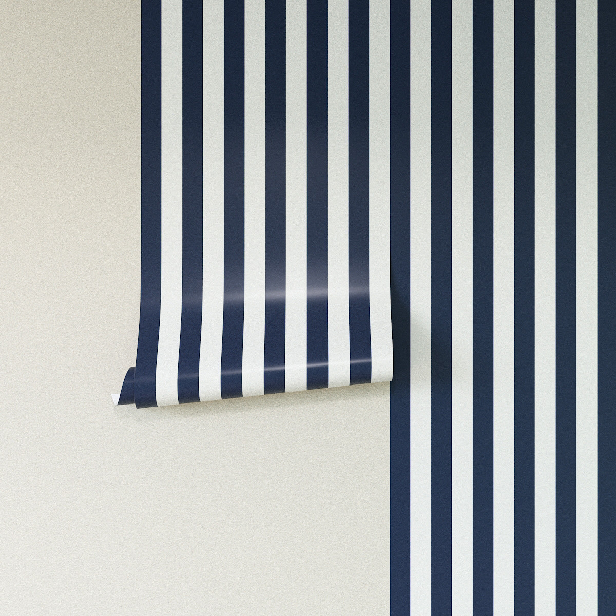 Navy Cabana Stripe Peel and Stick Wallpaper Roll The Inside