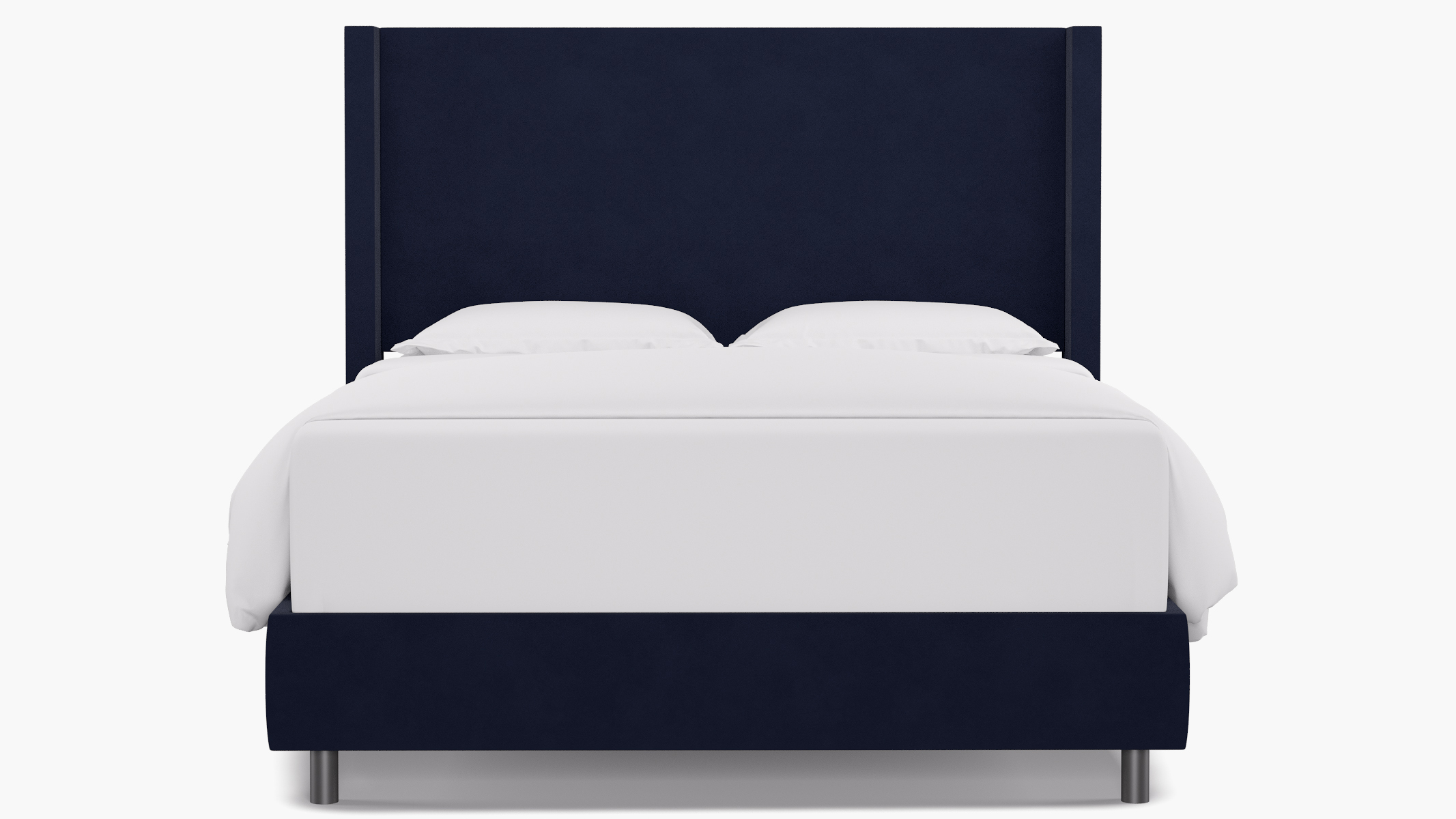 Navy Velvet Upholstered Custom Modern Wingback Bed | Queen | The Inside ...