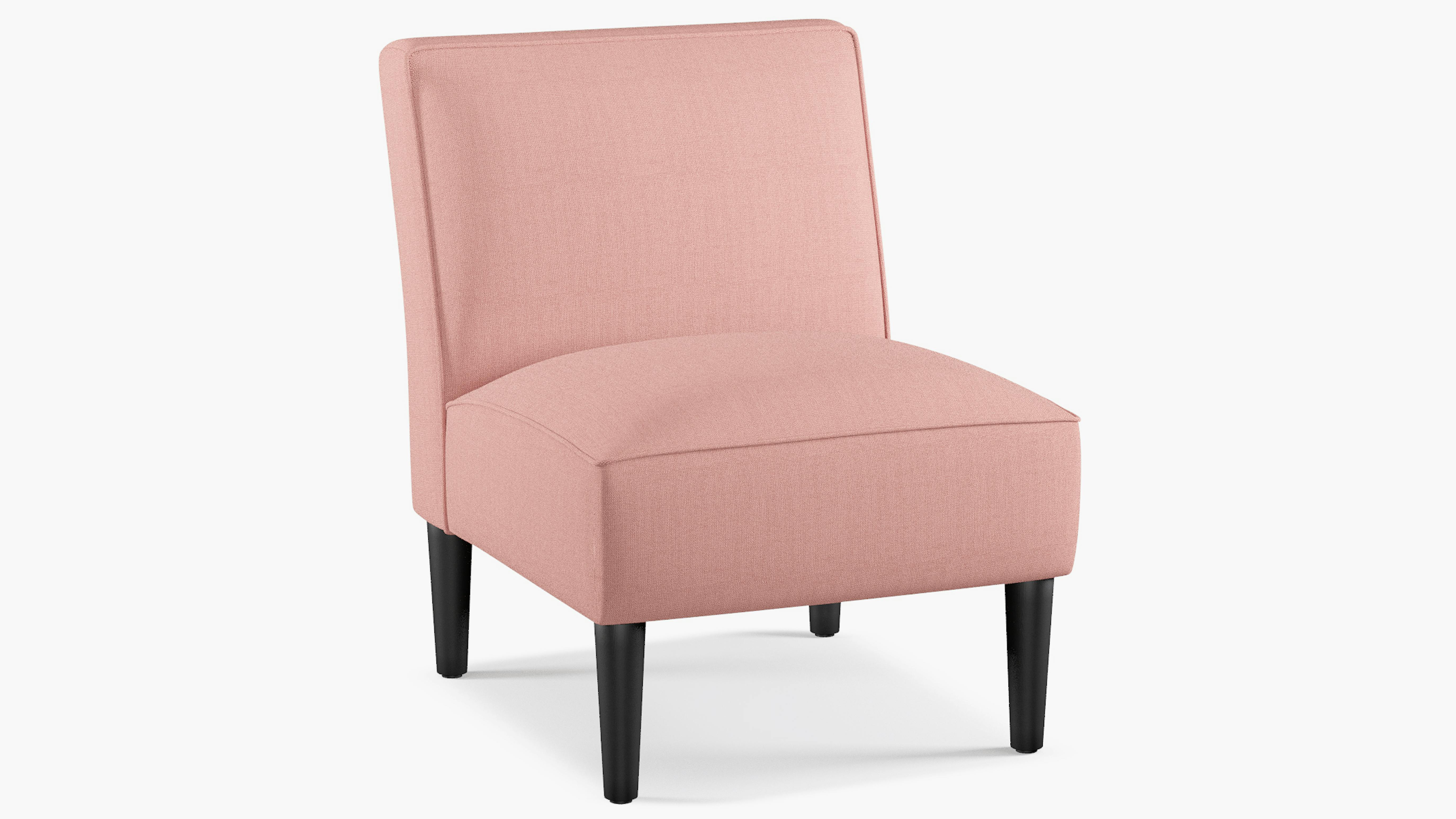 Pink Linen Upholstered Custom MidCentury Accent Chair The Inside