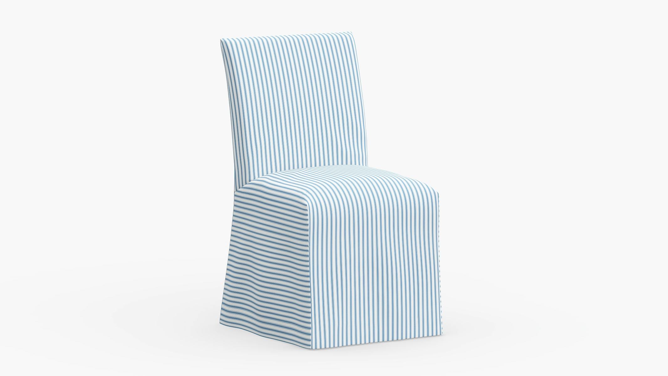 Cornflower Classic Ticking Stripe Upholstered Custom Slipcovered