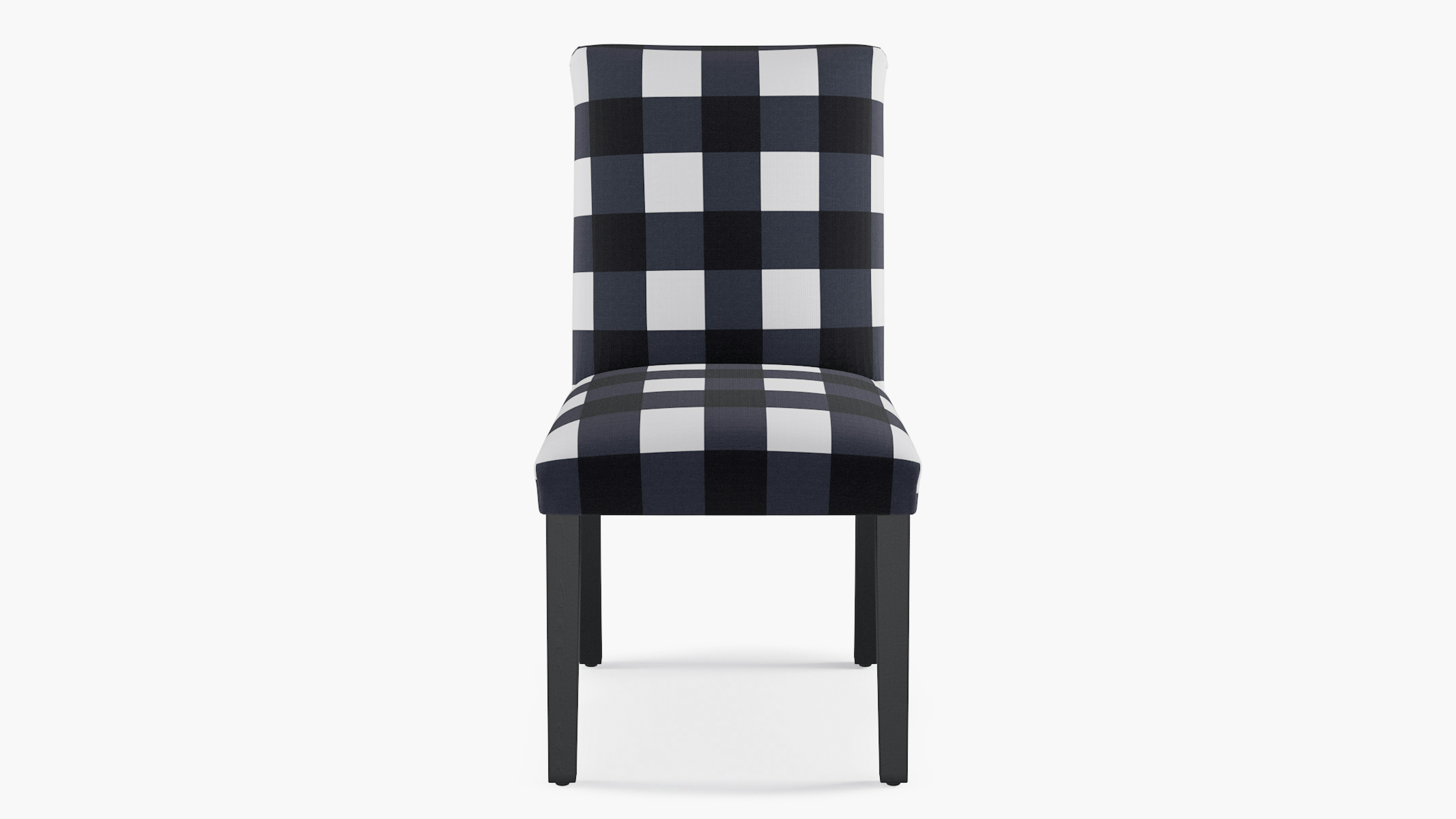 Navy Check Upholstered Custom Classic Dining Chair Fully Assembled