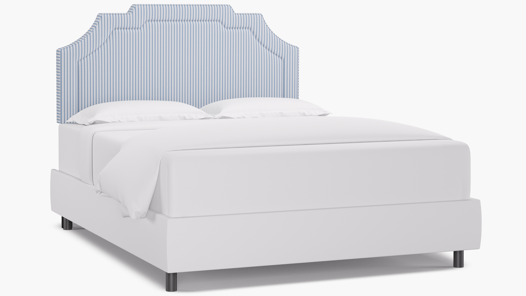 Art Deco Headboard | Queen | Cornflower Classic Ticking Stripe