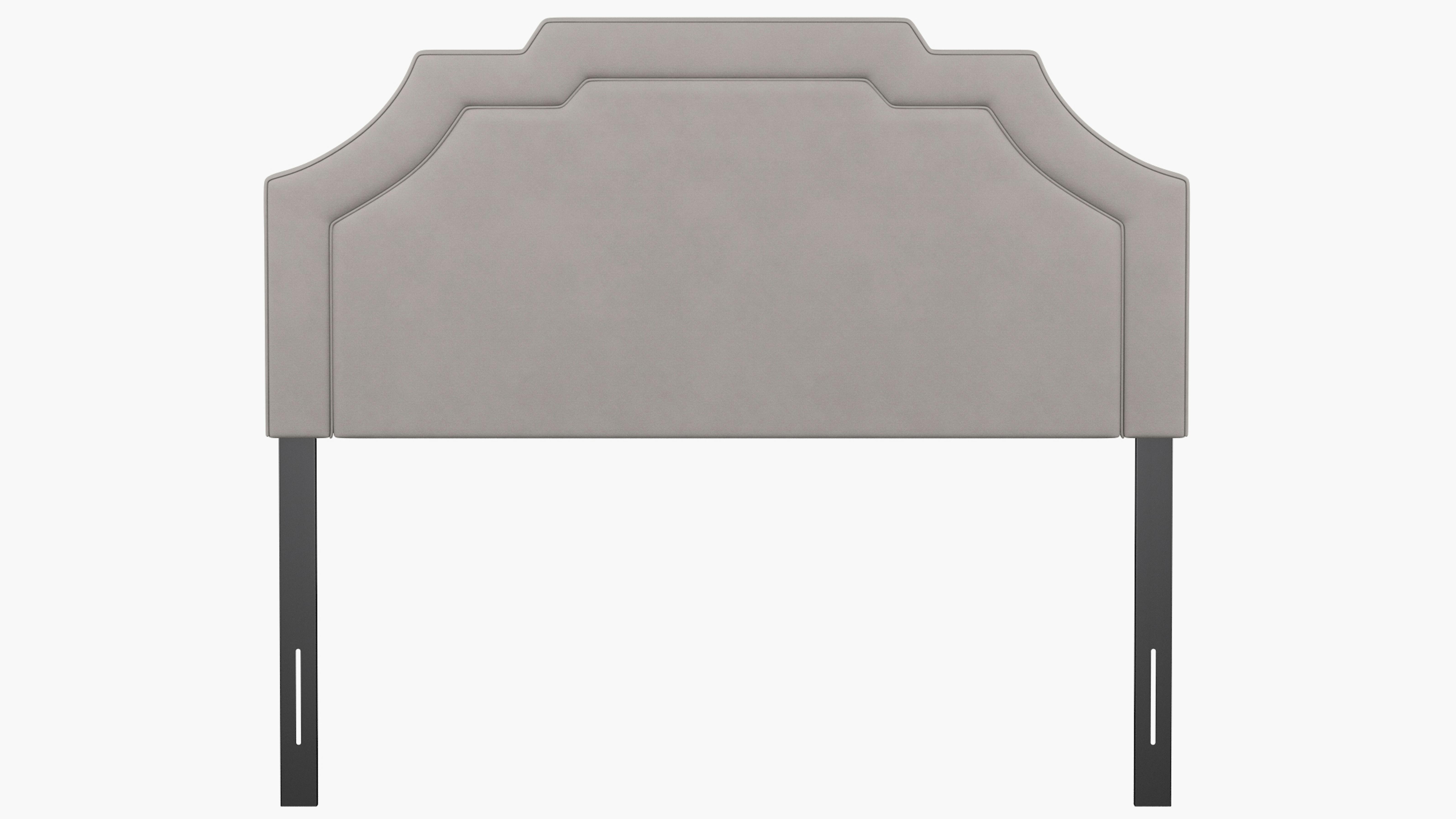 Platinum Velvet Upholstered Custom Art Deco Headboard Queen The