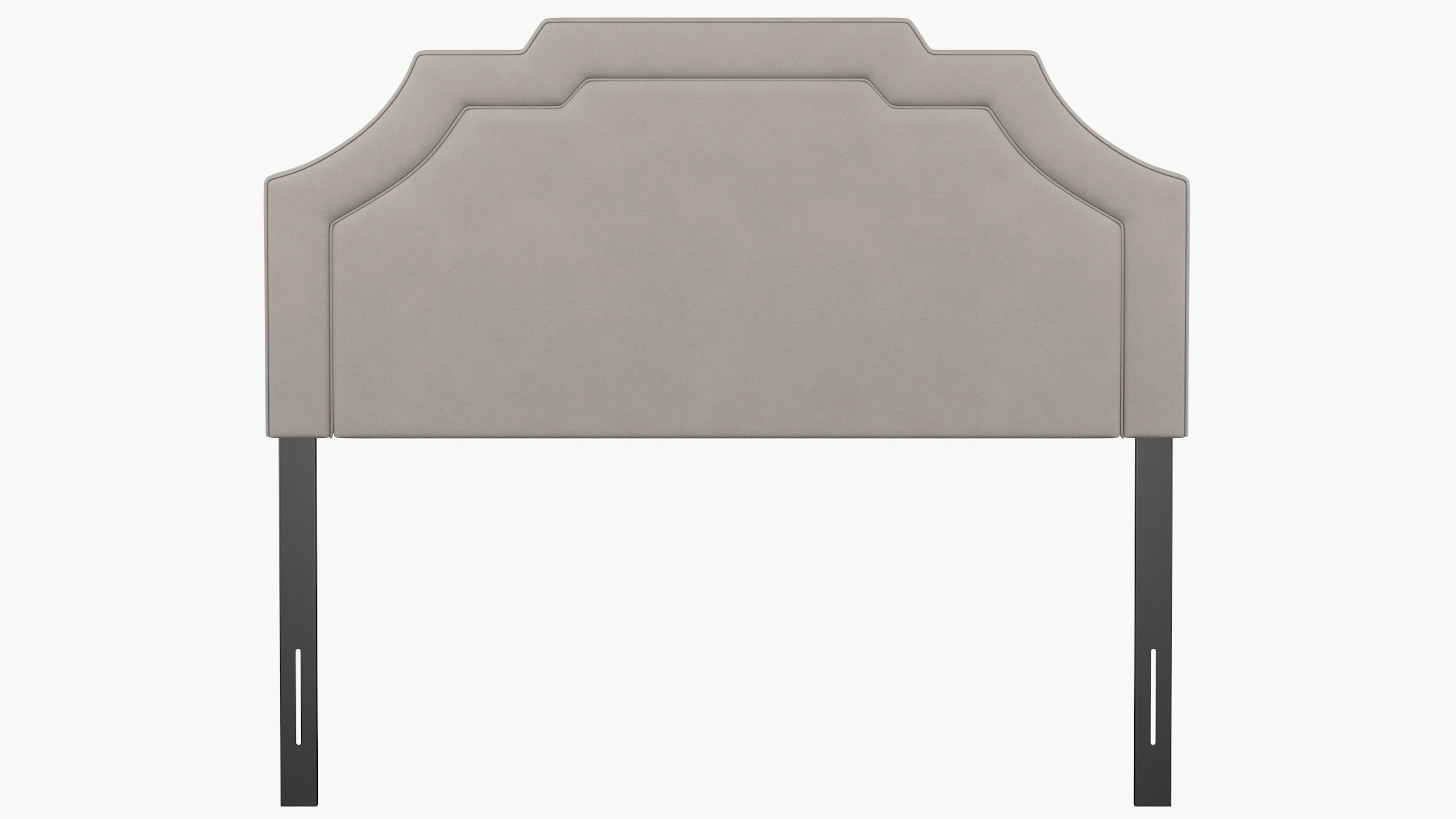 Platinum Velvet Upholstered Custom Art Deco Headboard Queen The