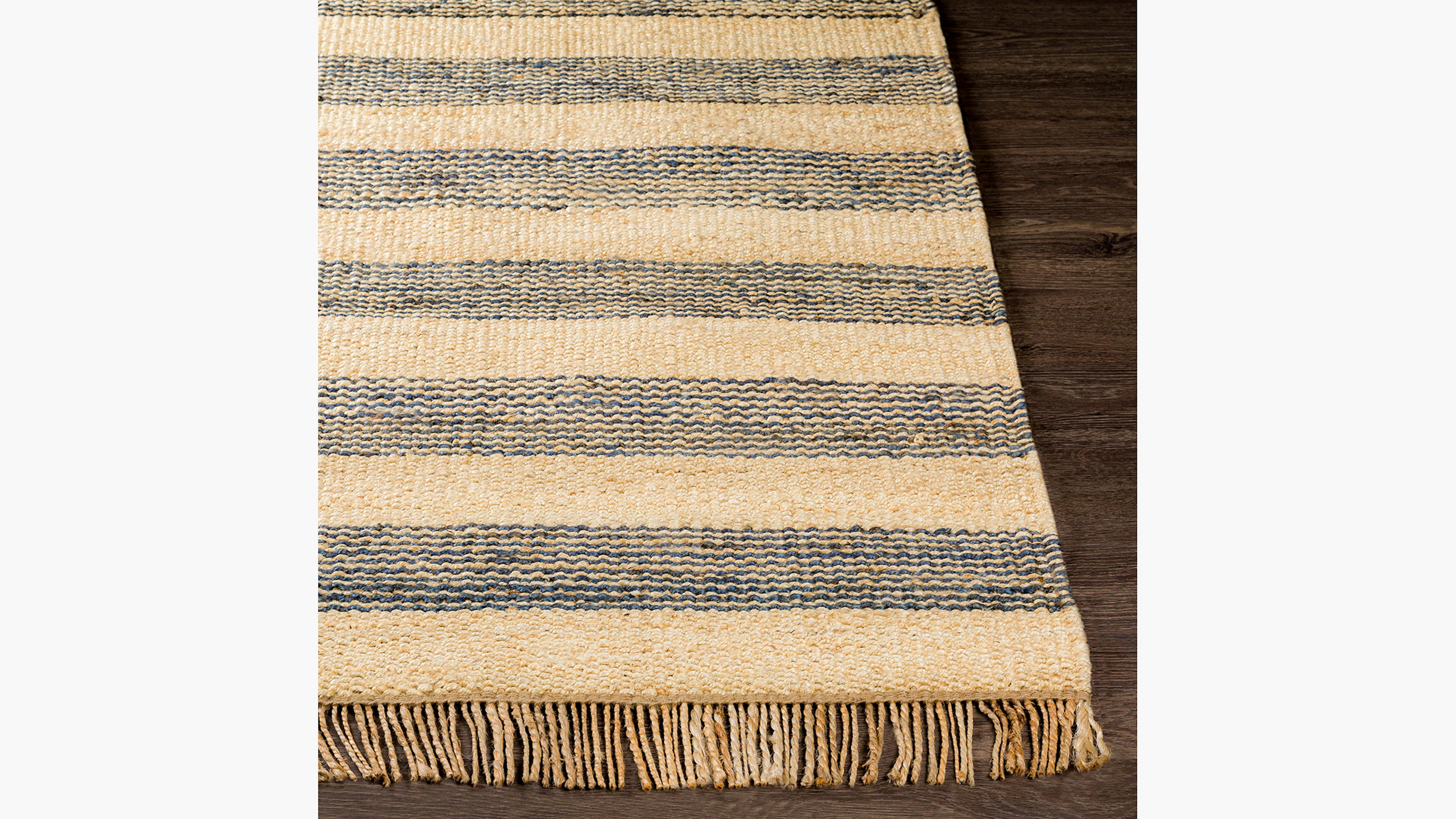 Navy Wide Stripe Jute Wide Stripe Jute Rug 8' x 10' The Inside