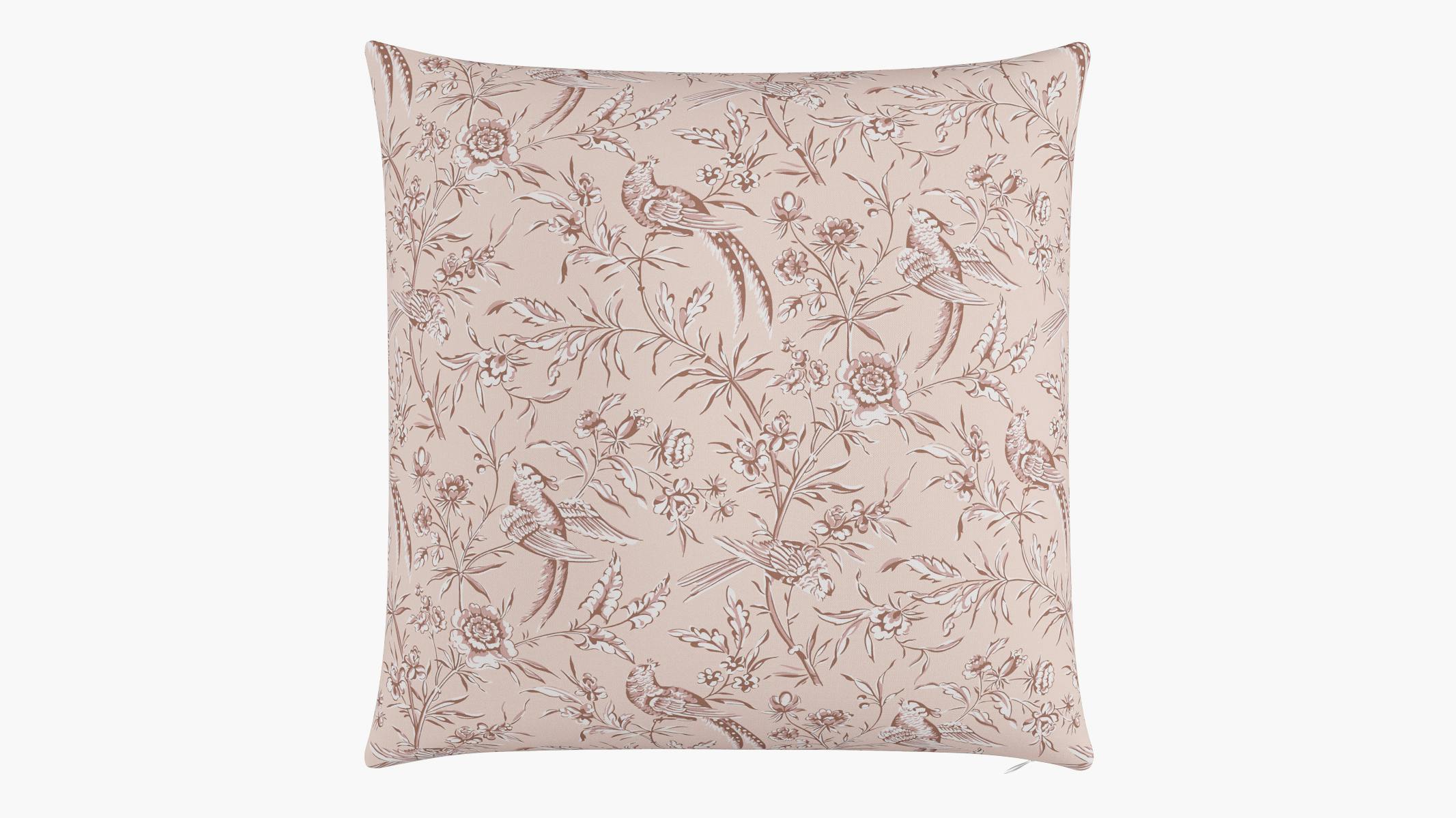 Blush Aviary Upholstered Custom Throw Pillow 26