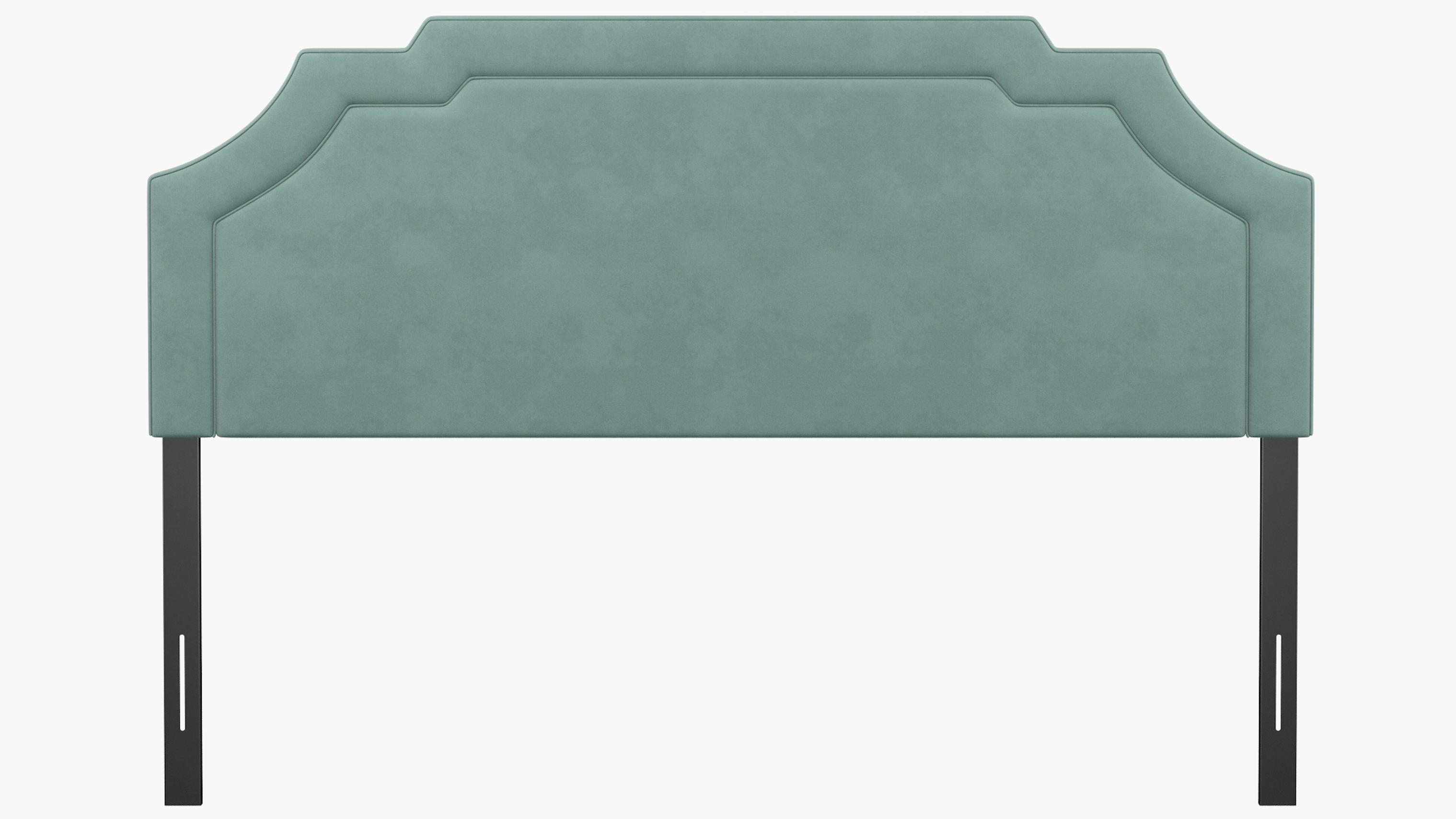 Aqua Velvet Upholstered Custom Art Deco Headboard King The Inside