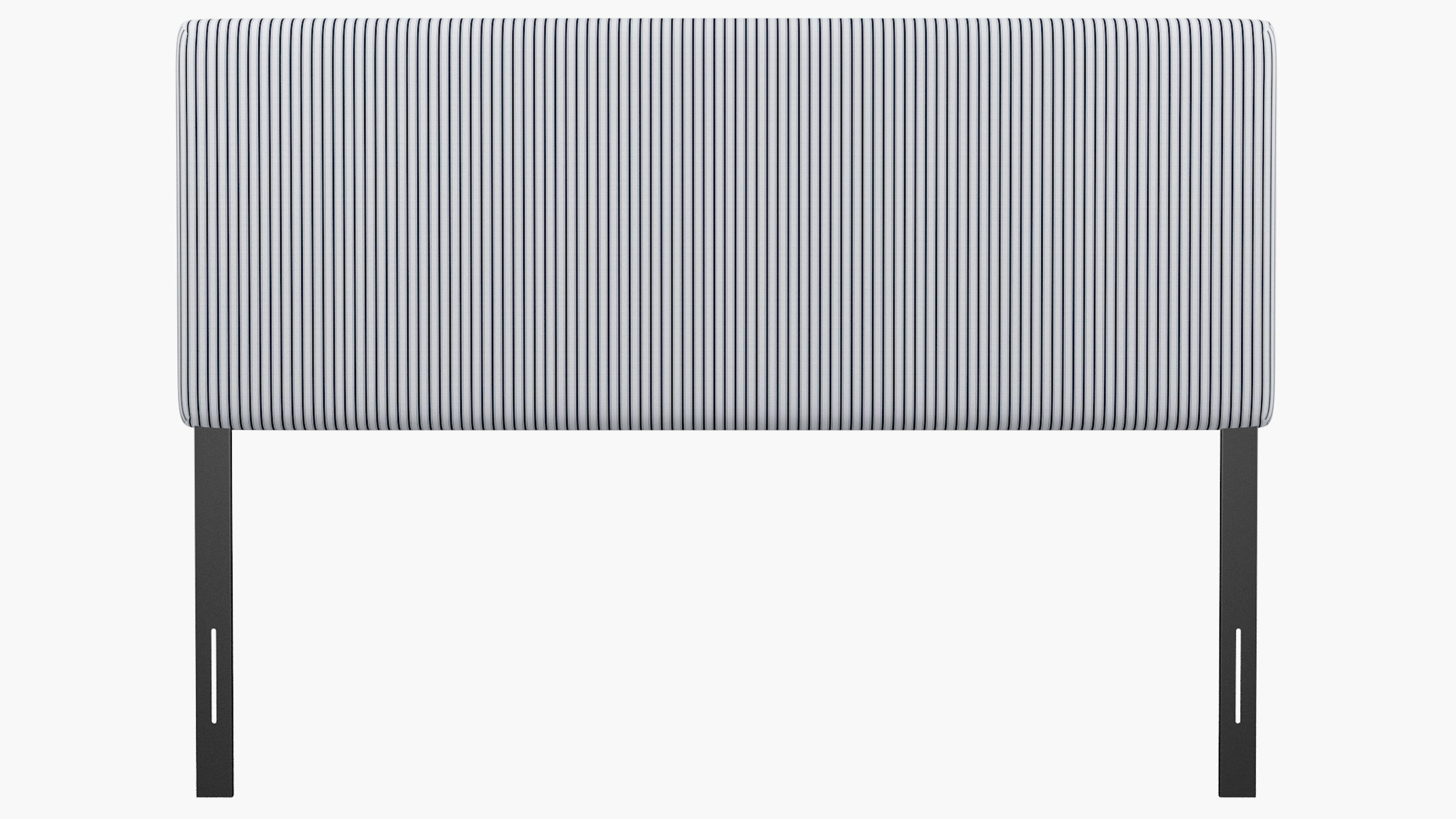 Navy Classic Ticking Stripe Upholstered Custom Square Back Headboard