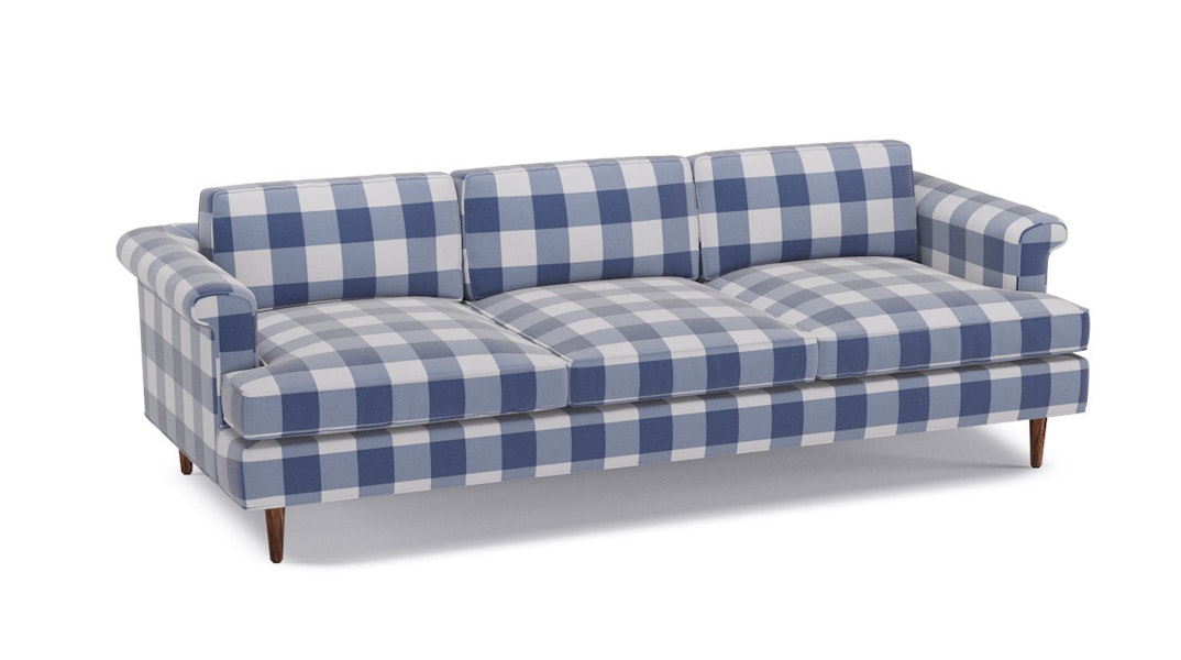 French Blue Check MidCentury Sofa The Inside