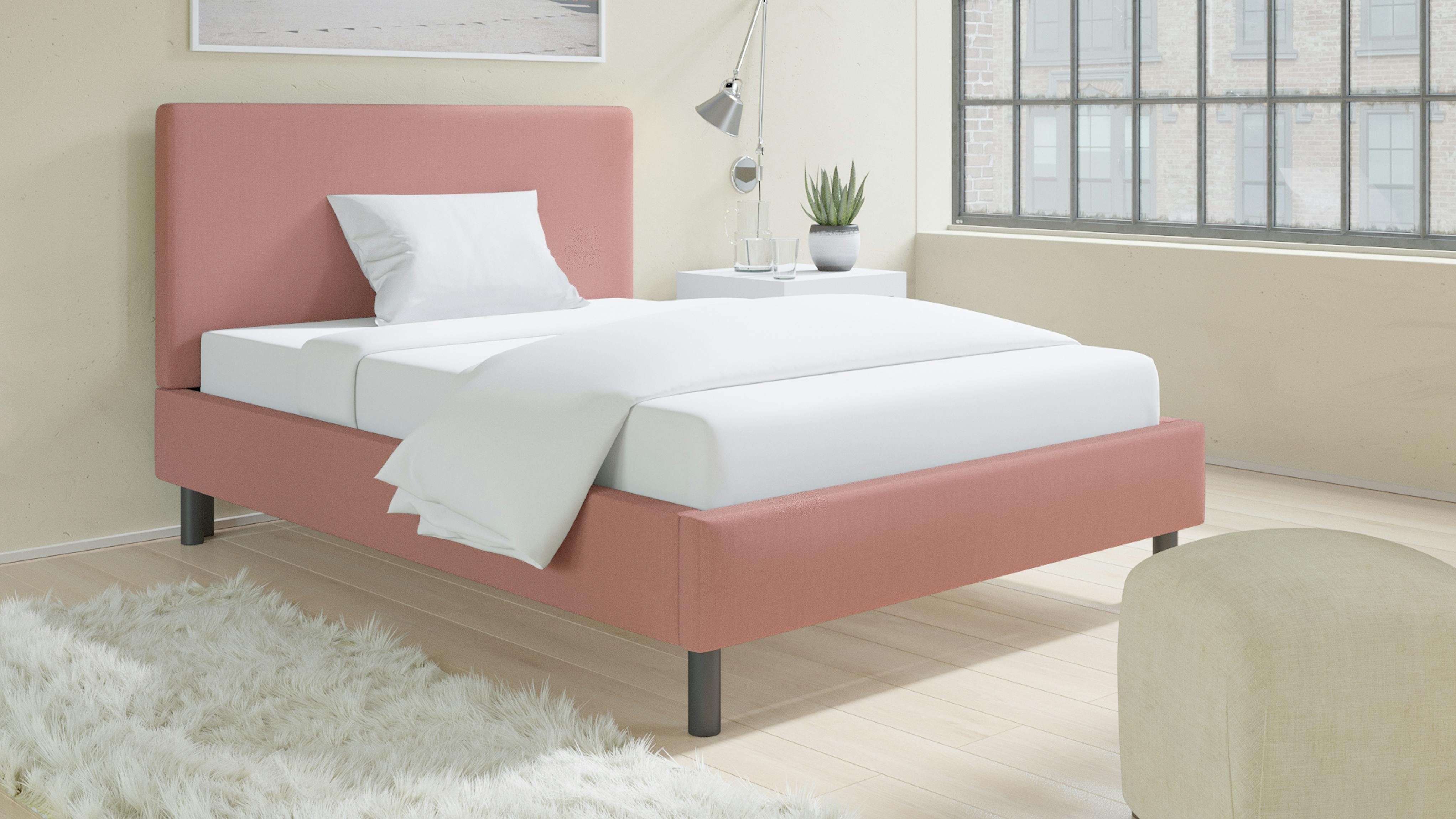 Pink Linen Upholstered Custom Tailored Platform Bed Full The Inside