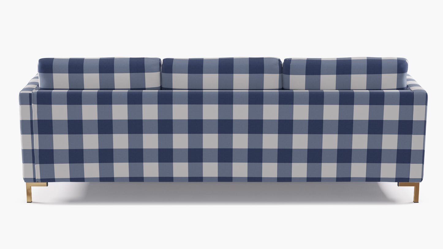 French Blue Check Upholstered Custom Modern Sofa The Inside Furniture