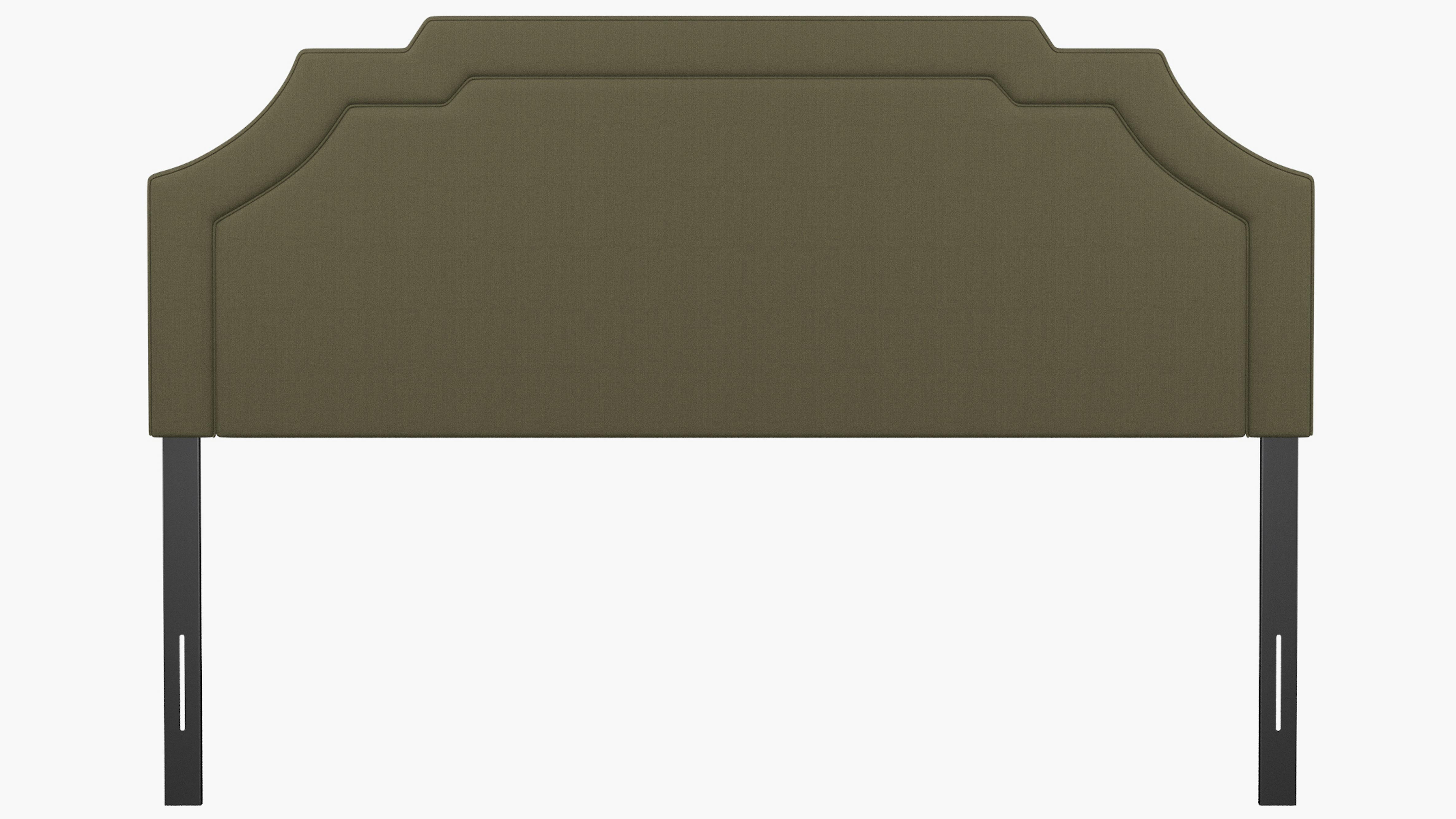 Olive Linen Upholstered Custom Art Deco Headboard King The Inside