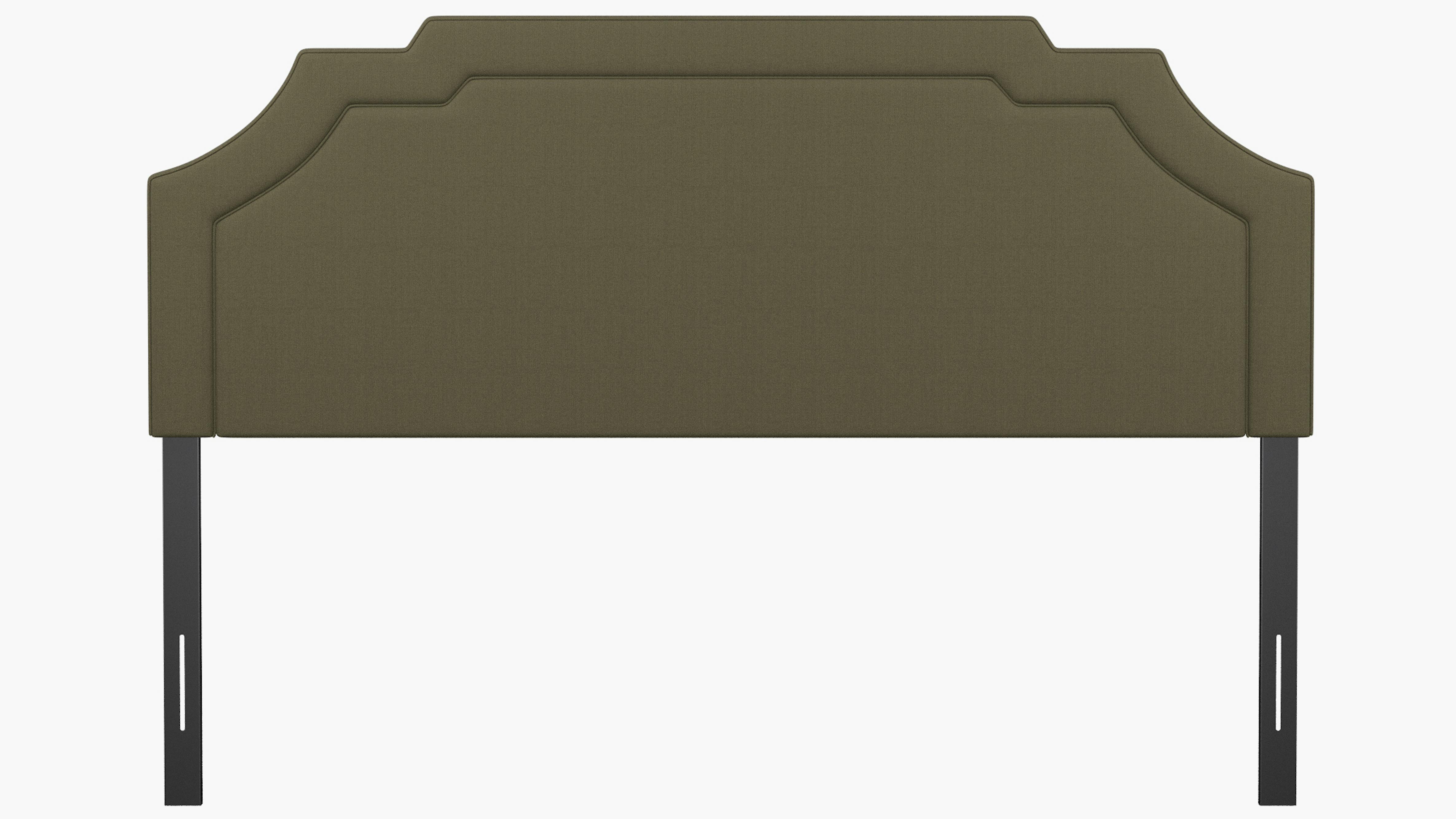 Olive Linen Upholstered Custom Art Deco Headboard King The Inside