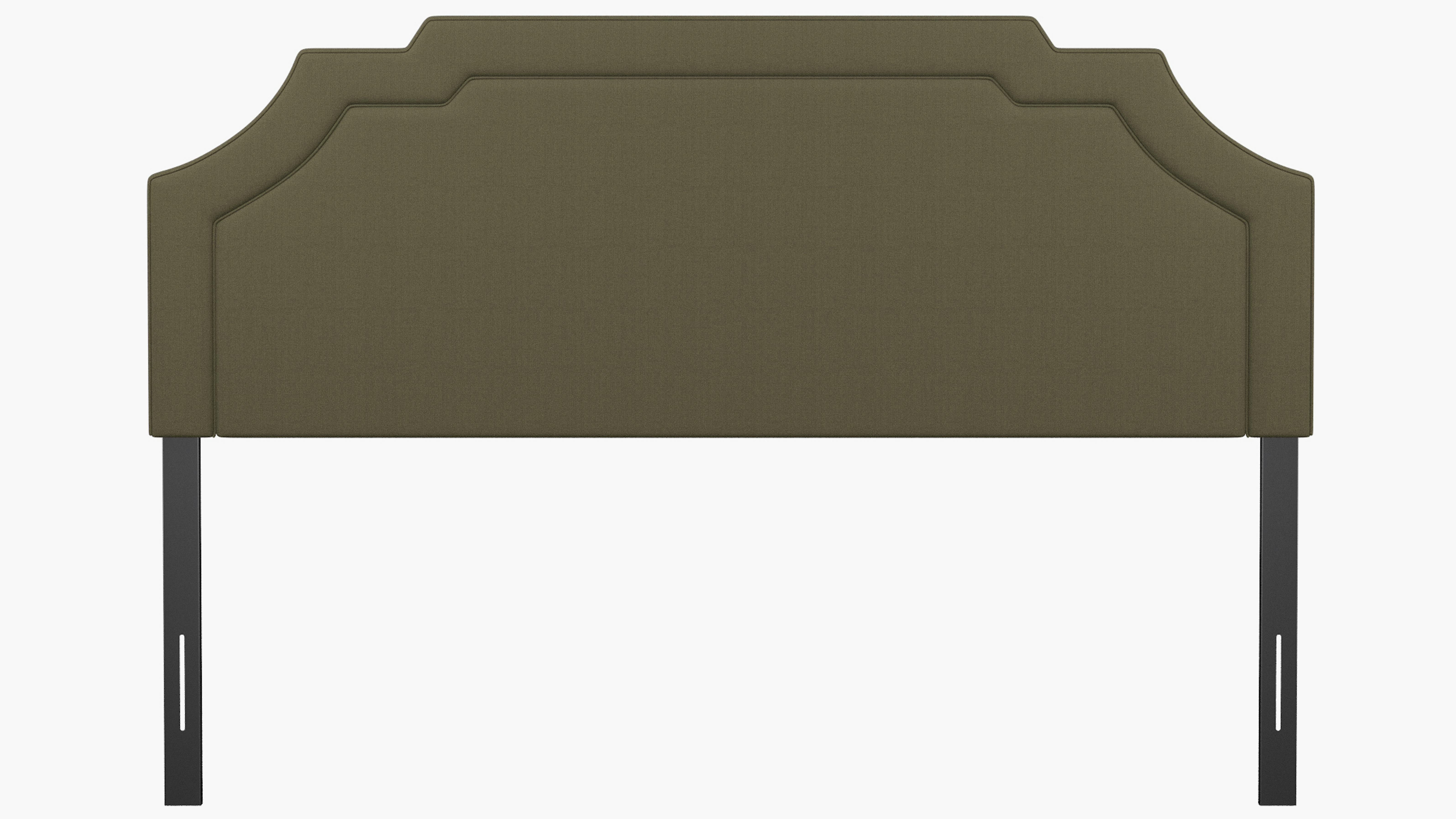 Olive Linen Upholstered Custom Art Deco Headboard King The Inside