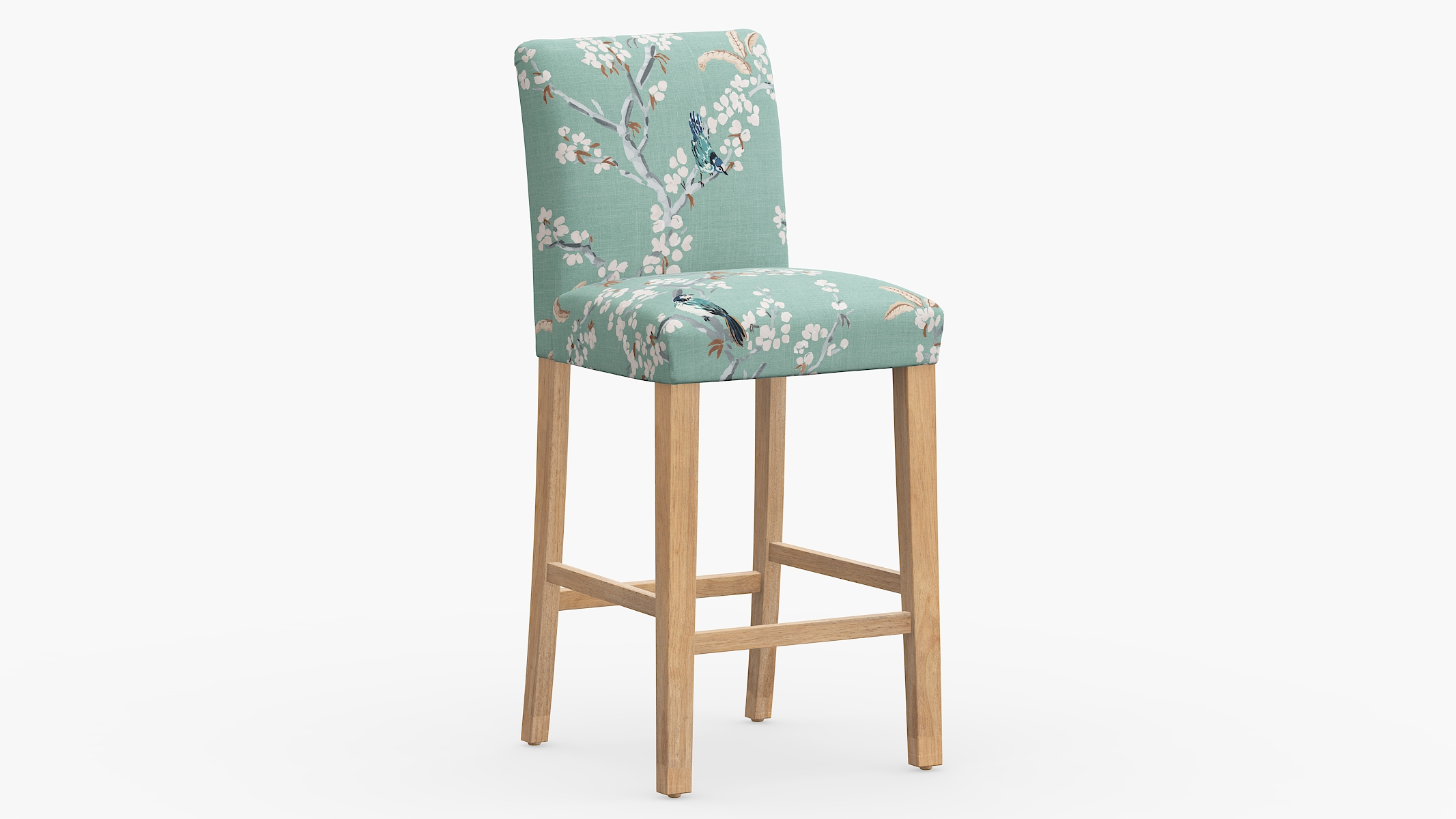 Mint Cherry Blossom Upholstered Custom Classic Dining Bar Stool