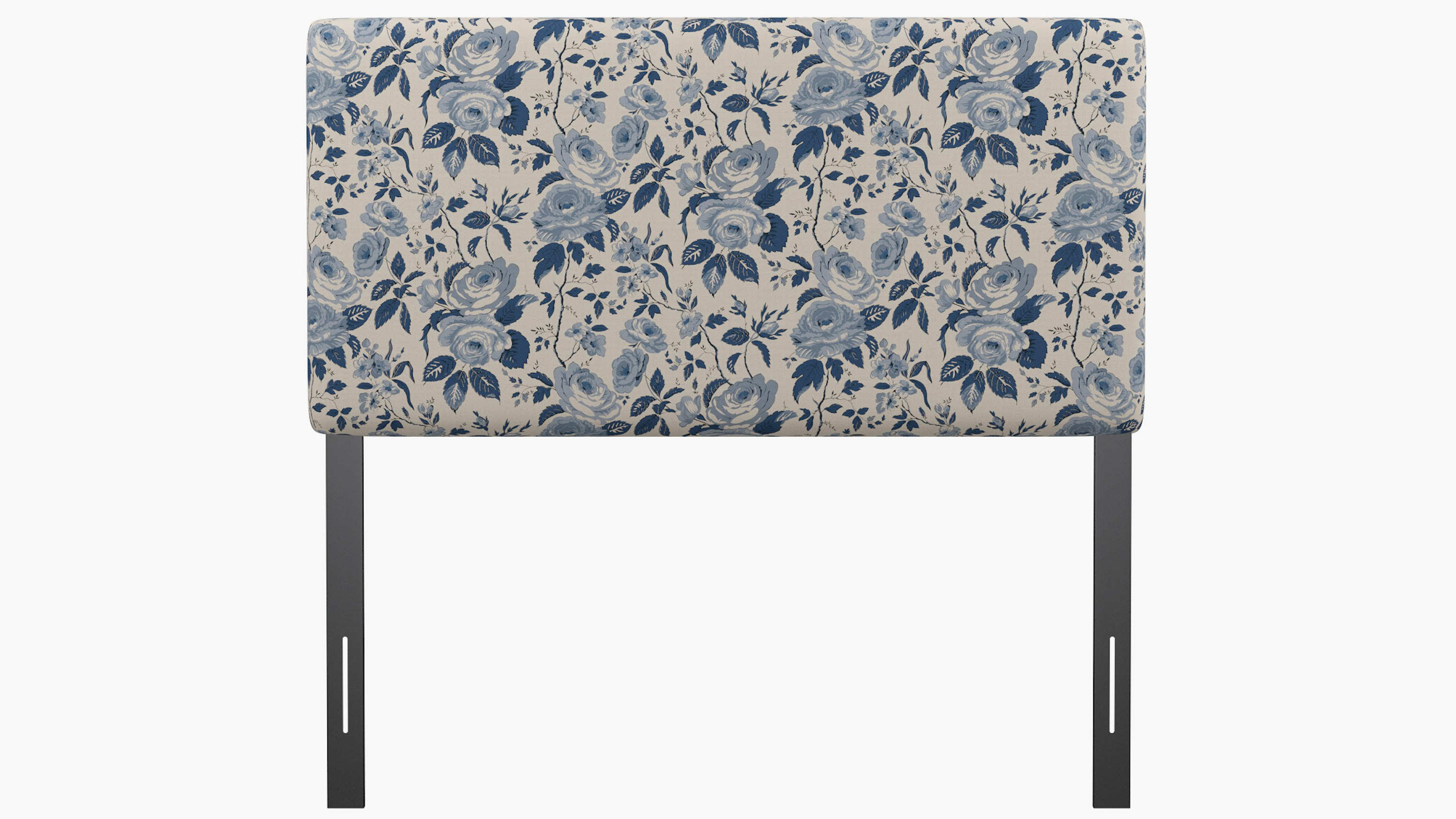 Delft Chintz Upholstered Custom Square Back Headboard Full The