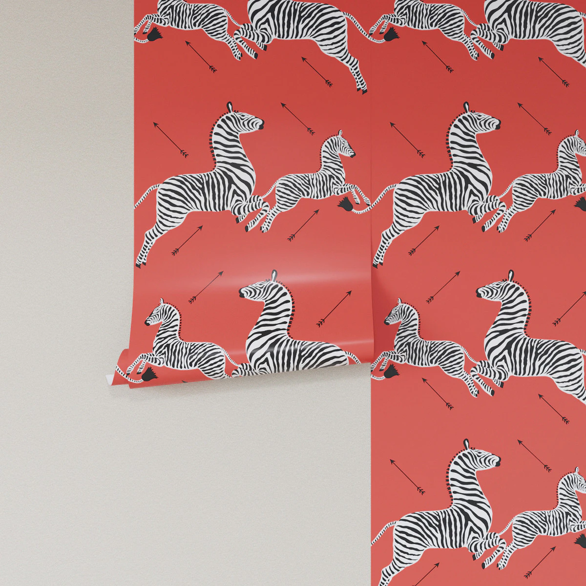 Coral Zebra Peel and Stick Wallpaper Roll The Inside