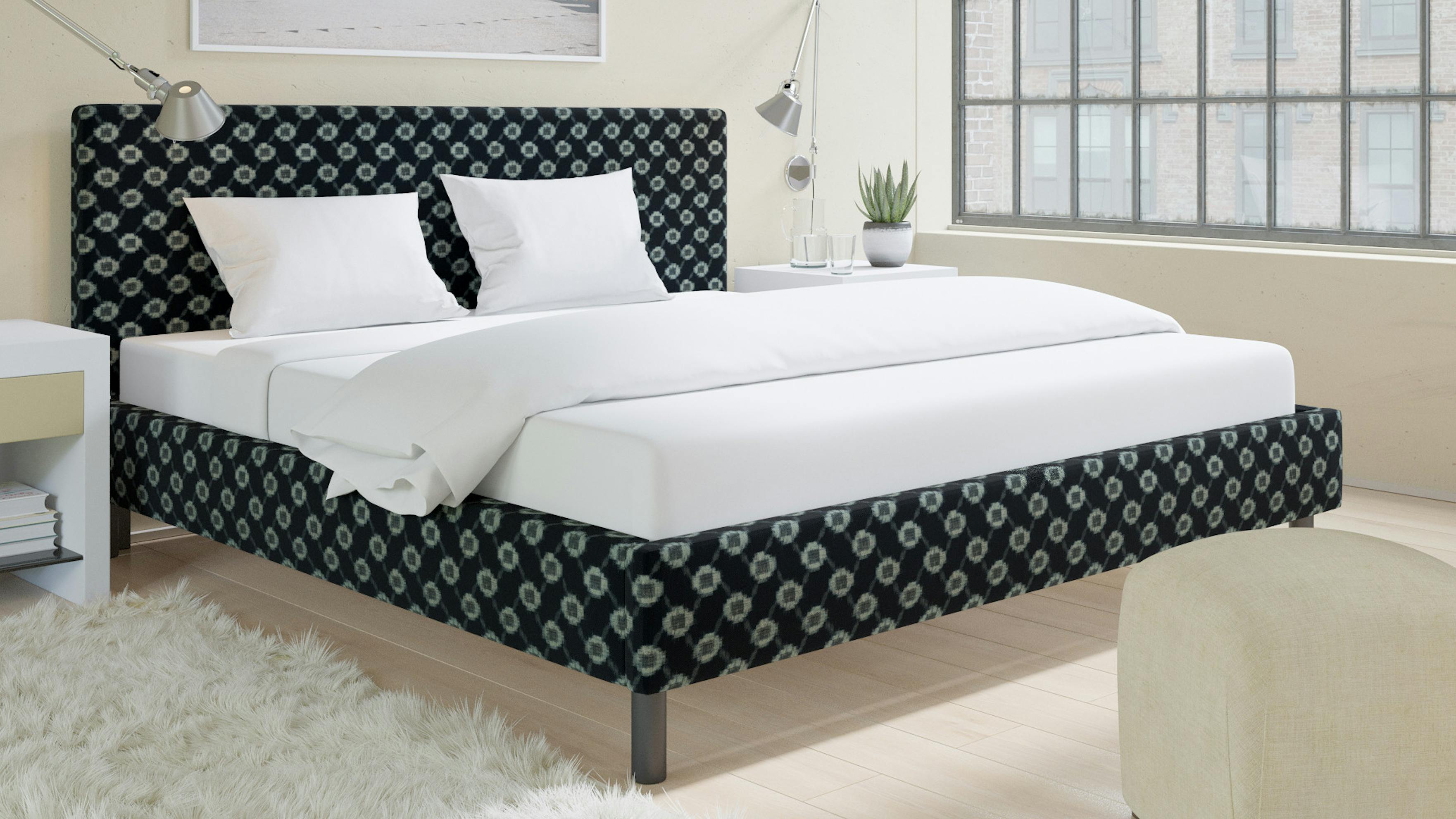 Lattice Shibori Upholstered Custom Tailored Platform Bed King The