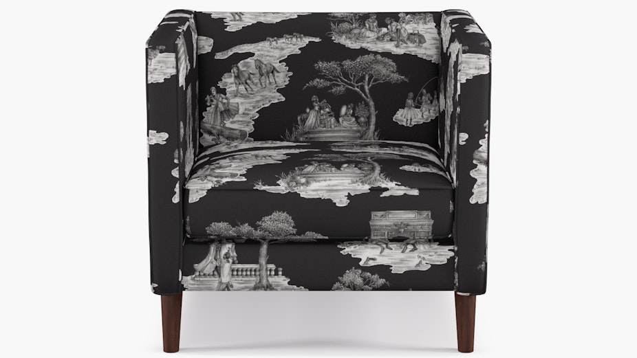 Tuxedo Harlem Toile De Jouy Upholstered Custom Tuxedo Chair The