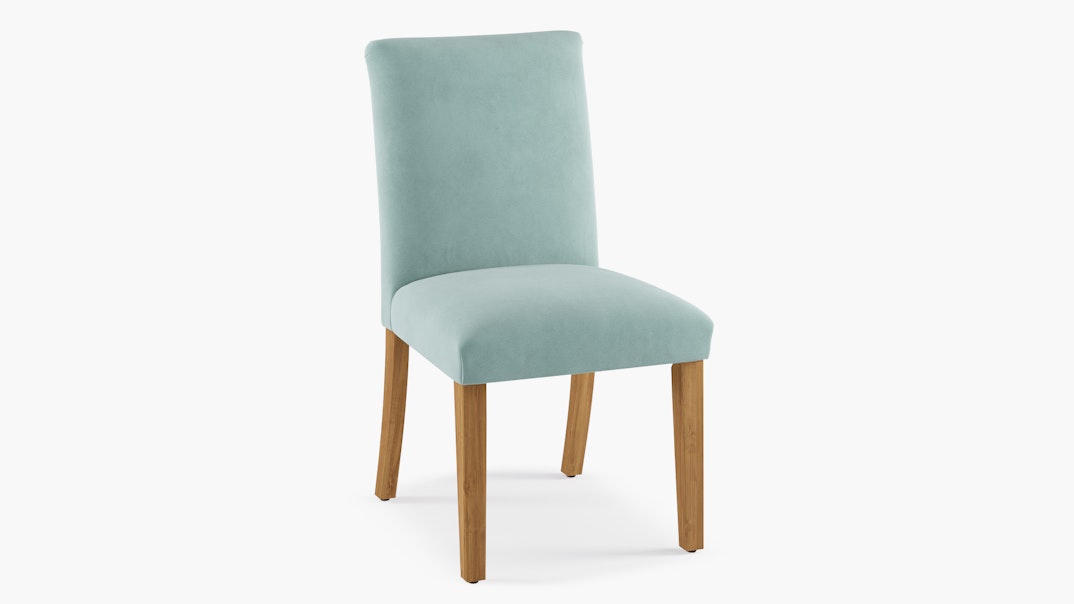 Aqua Velvet Upholstered Custom Classic Dining Chair Fully Assembled