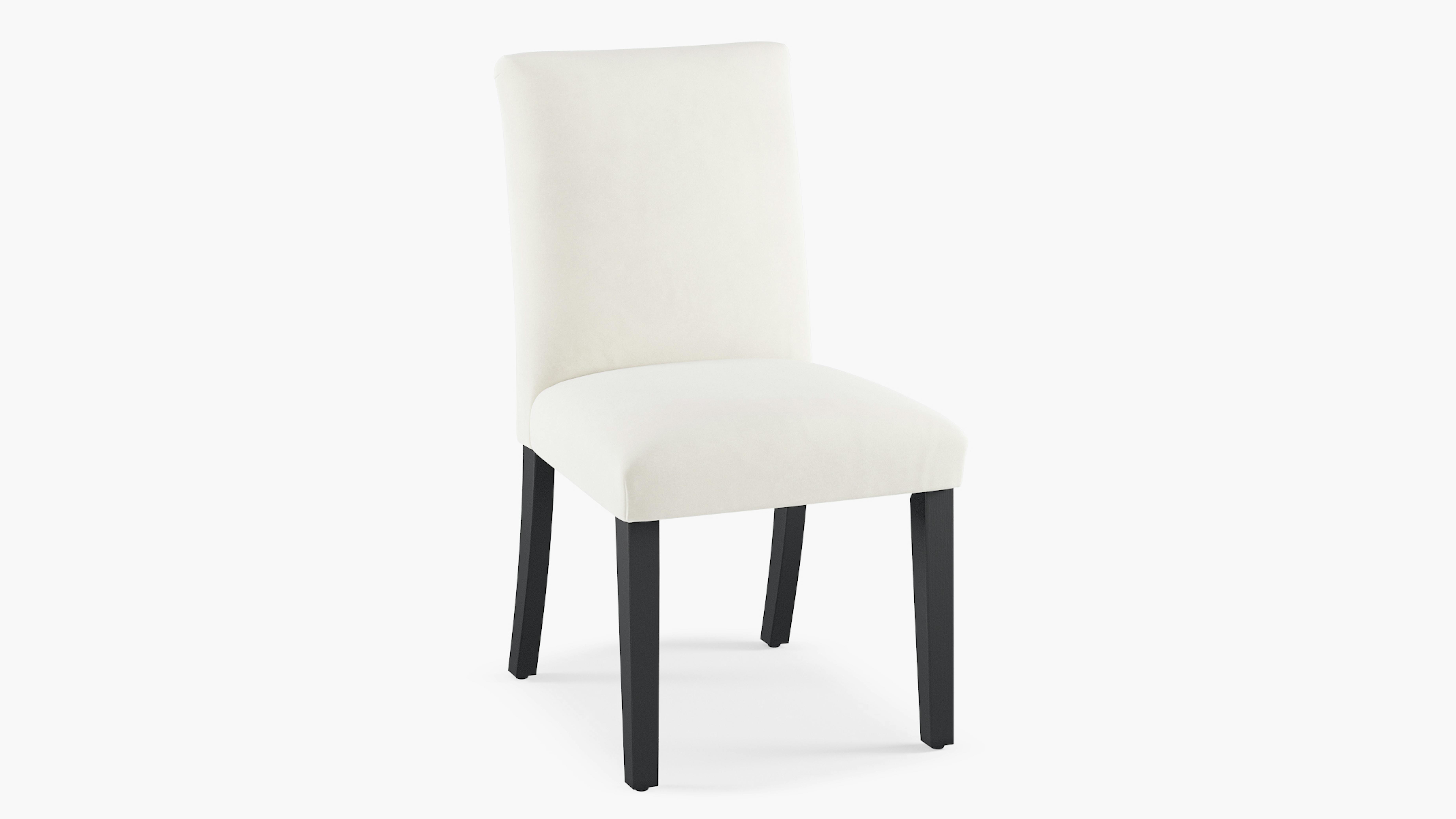 White Velvet Upholstered Custom Classic Dining Chair Fully Assembled