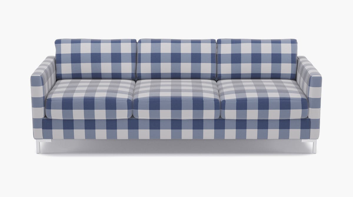 French Blue Check Modern Sofa The Inside
