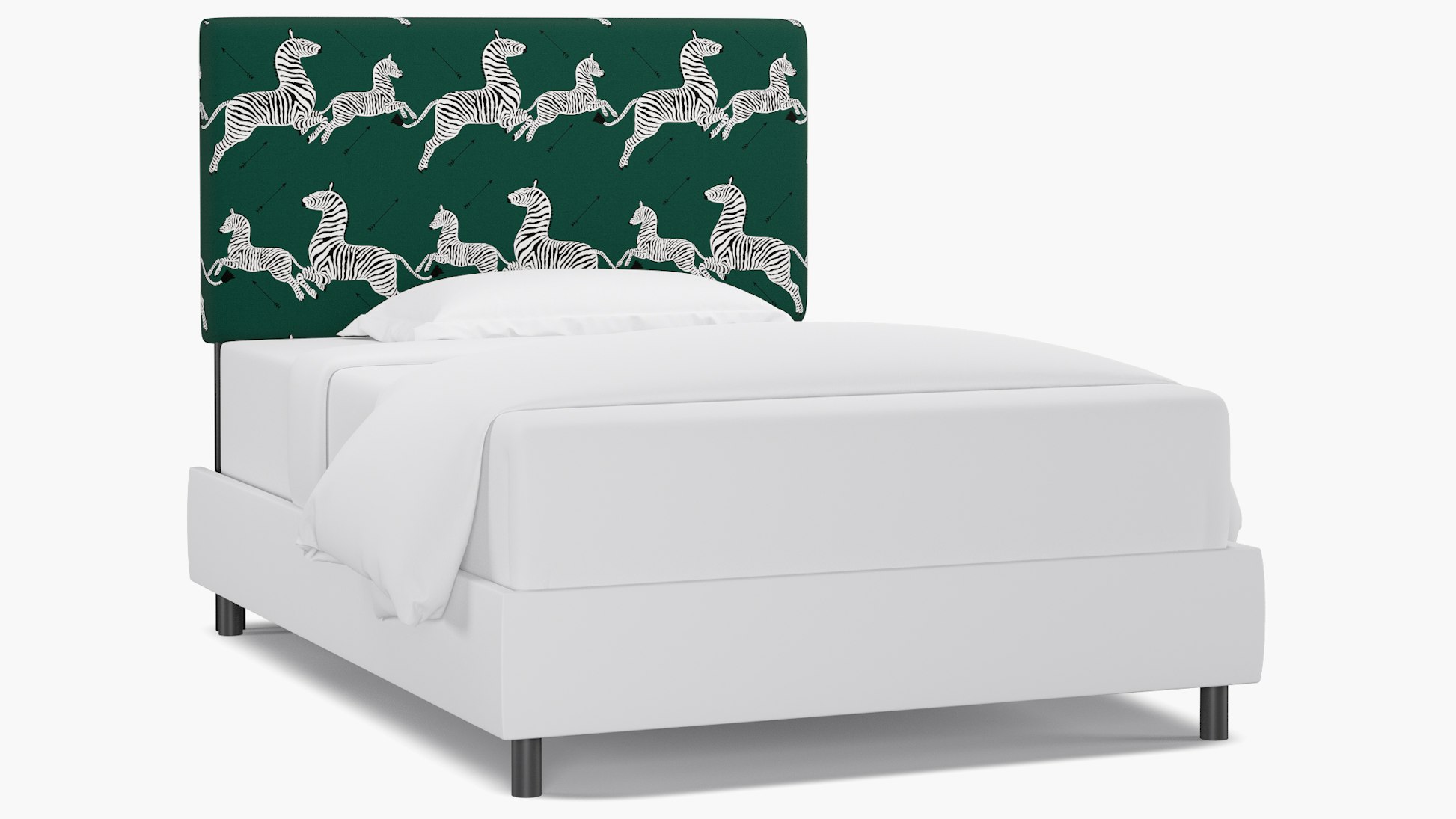 Emerald Zebra Upholstered Custom Square Back Headboard Full The